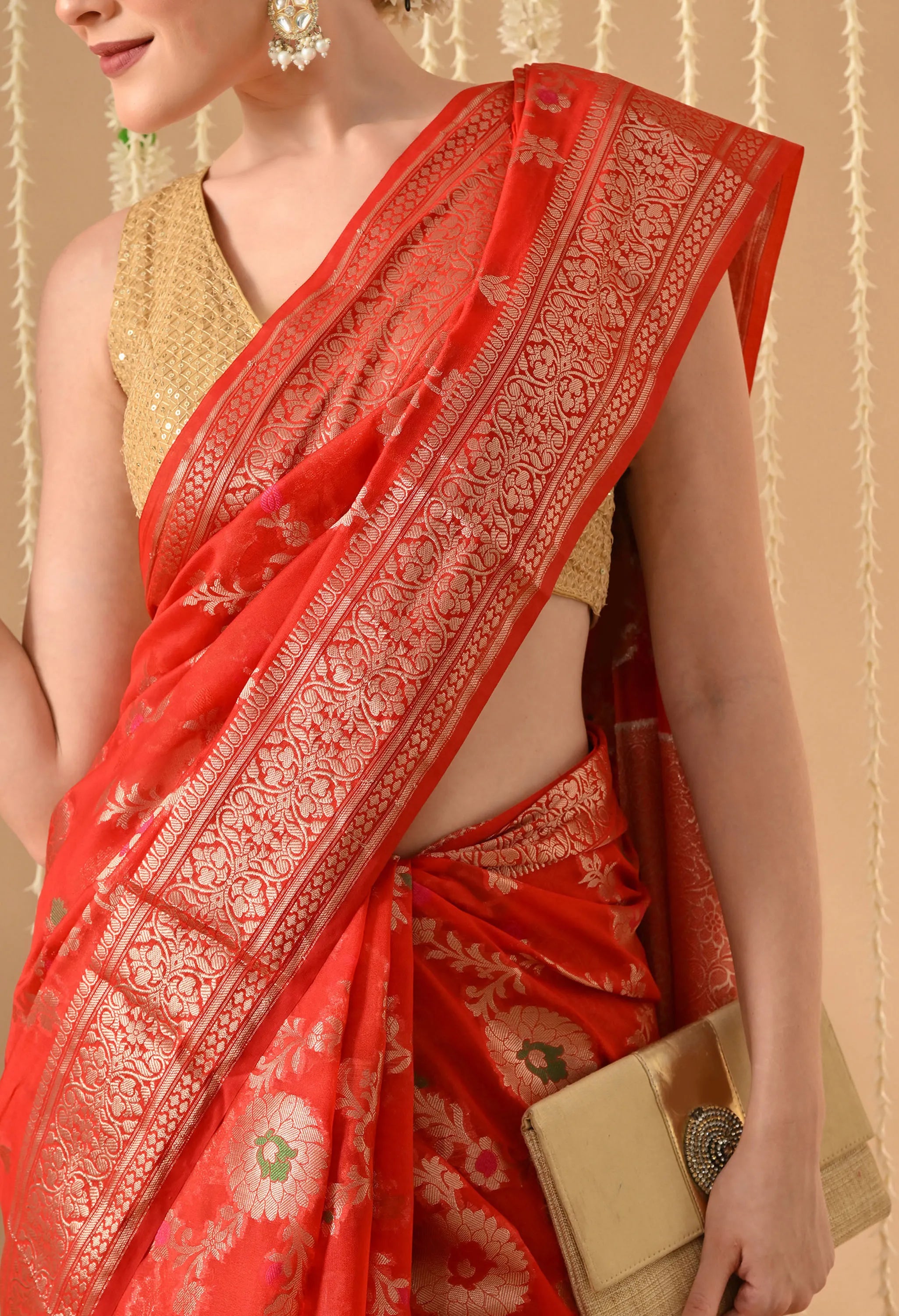 Red Silk Banarasi Saree