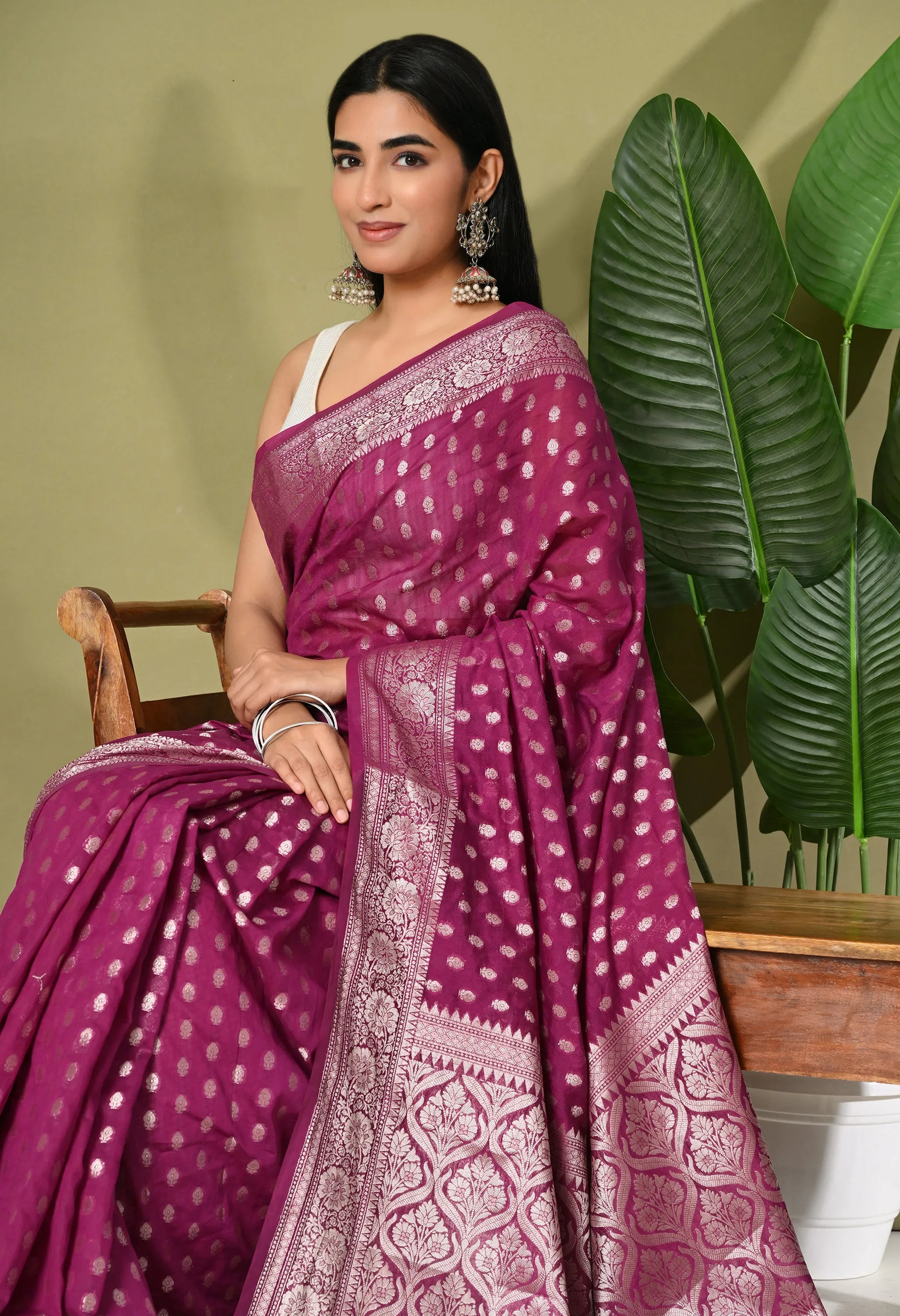 Festive silk purple saree