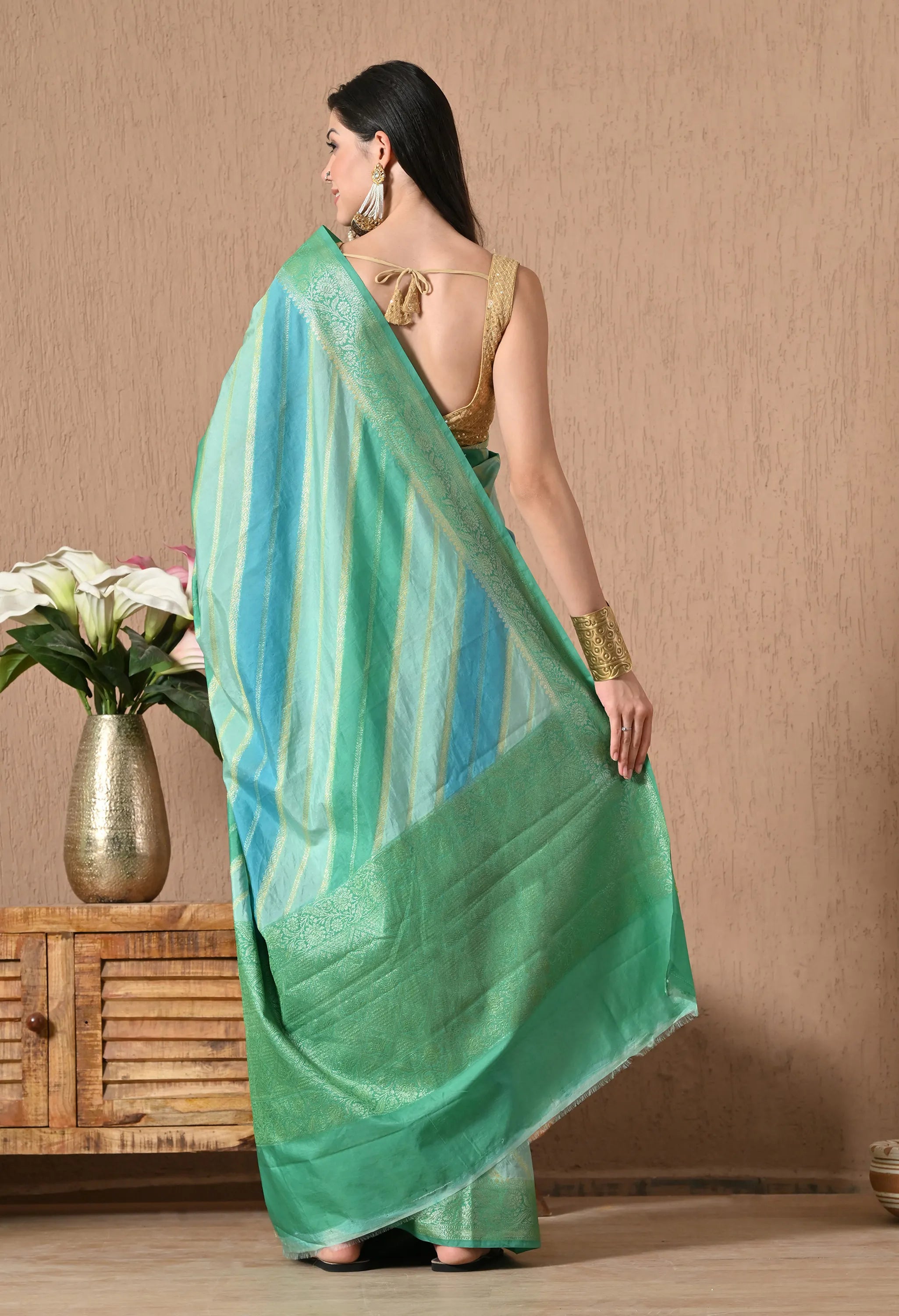 Festive Multicolor Blue Saree