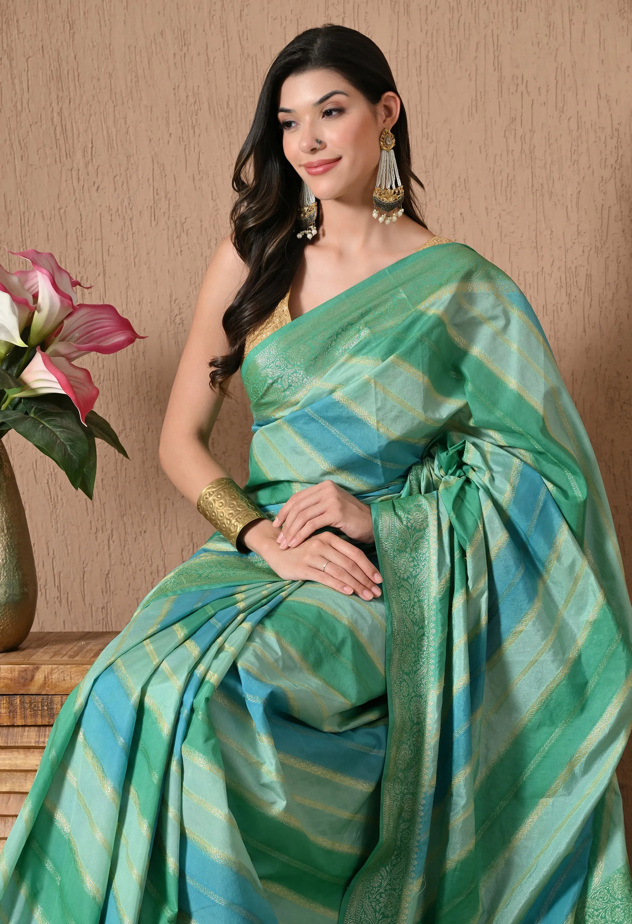 Festive Multicolor Blue Saree