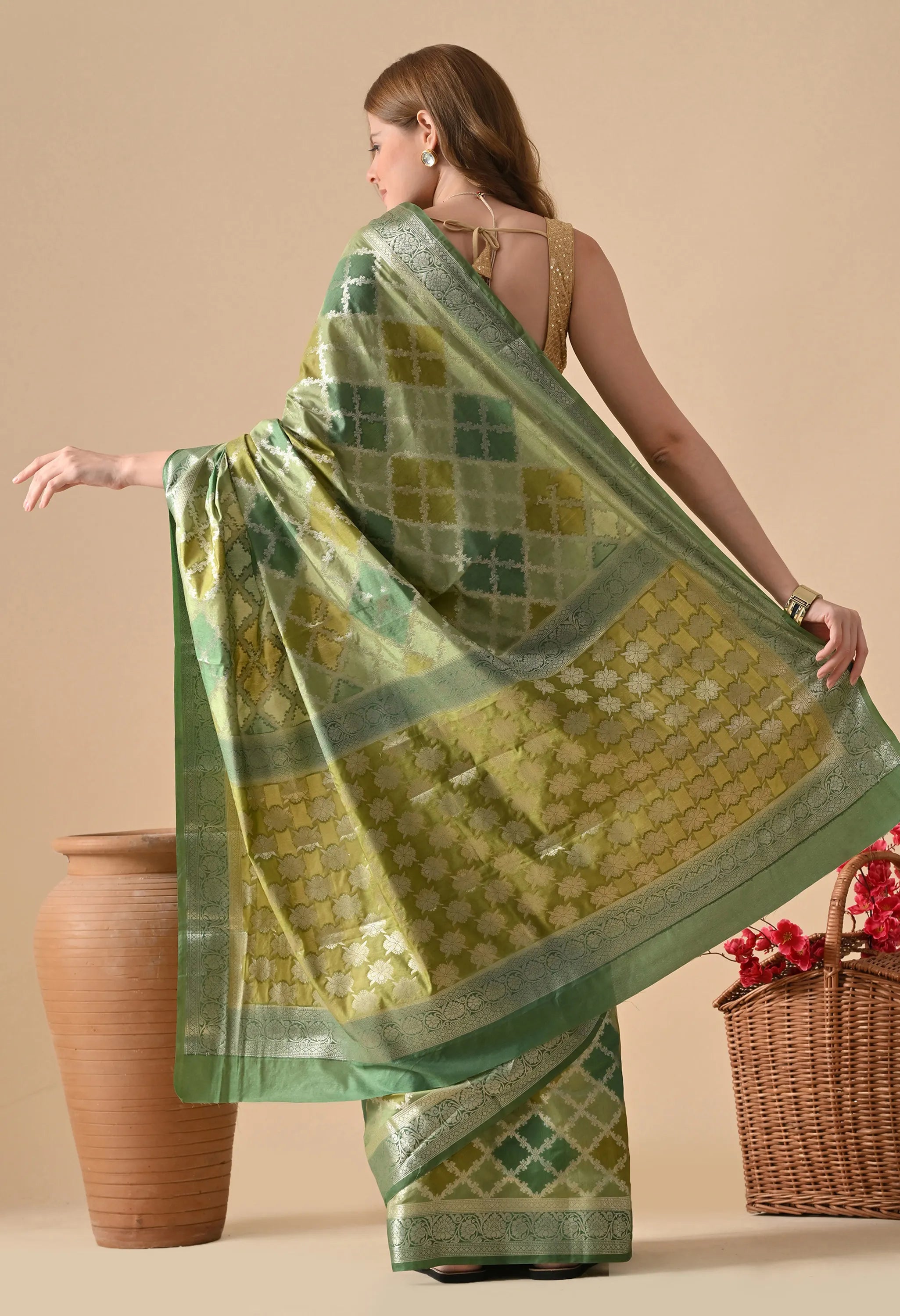 Green Multicolor Rangkat Silk Saree