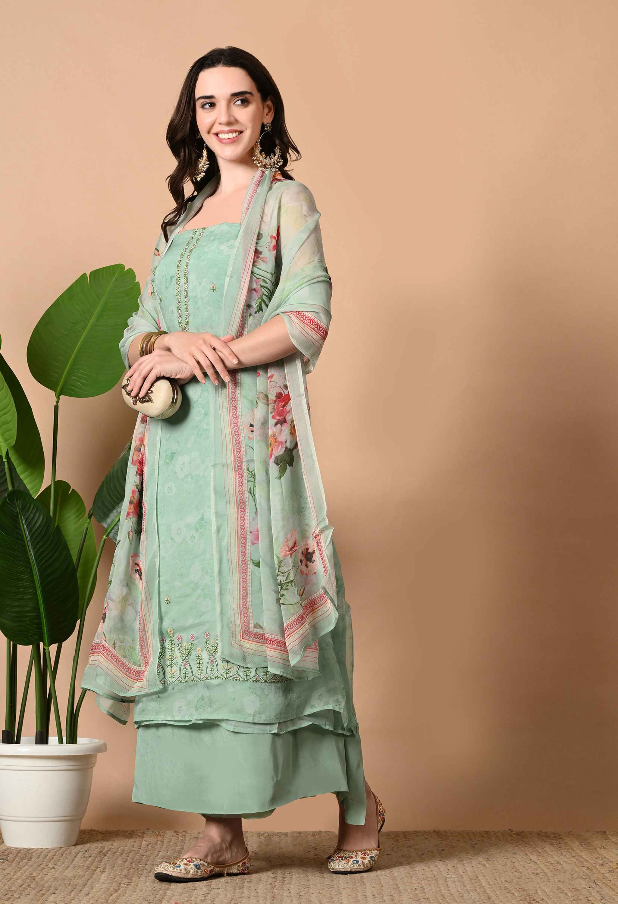 Organza embroidered suits