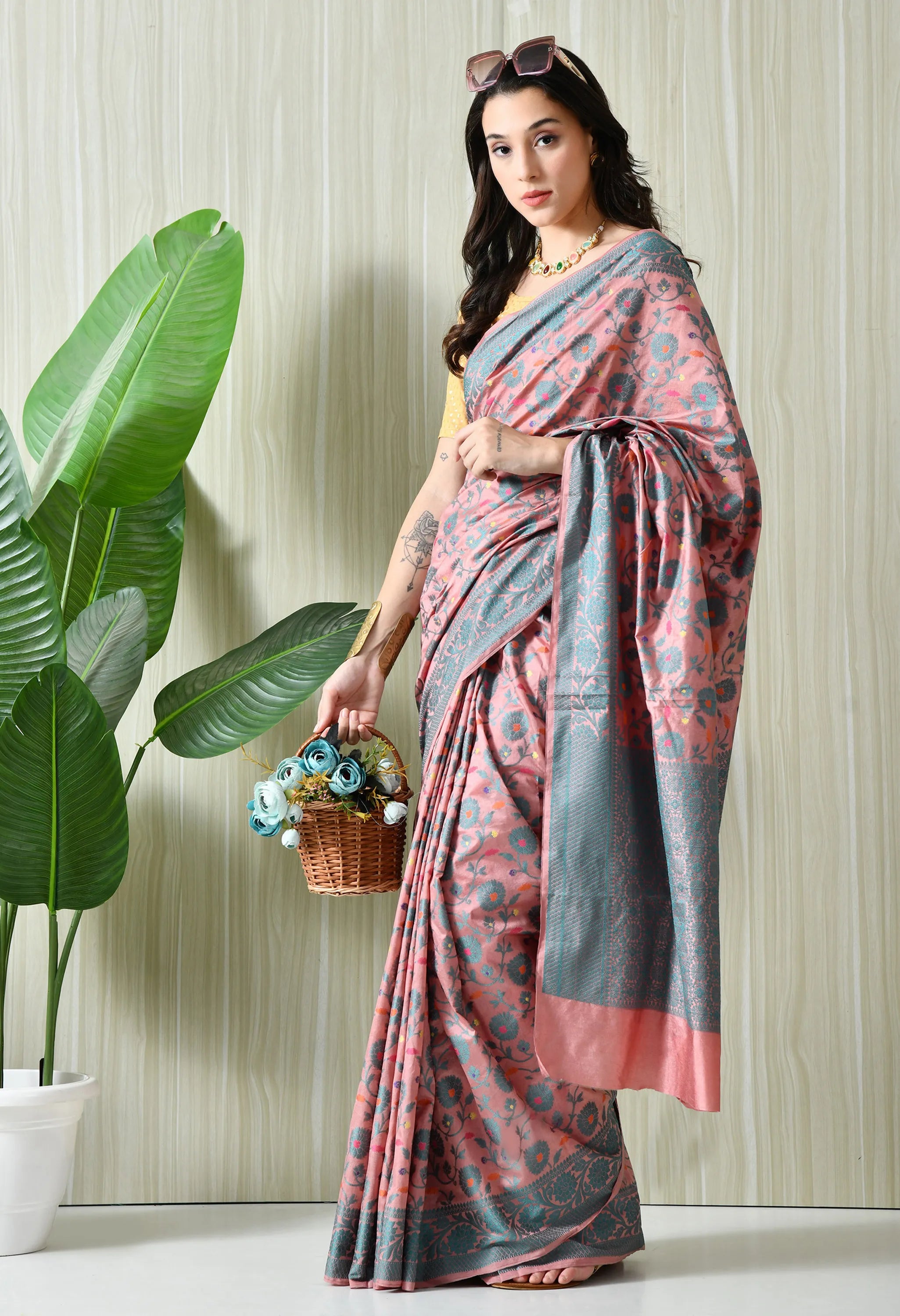 Festive Wear Pink Silk Saree