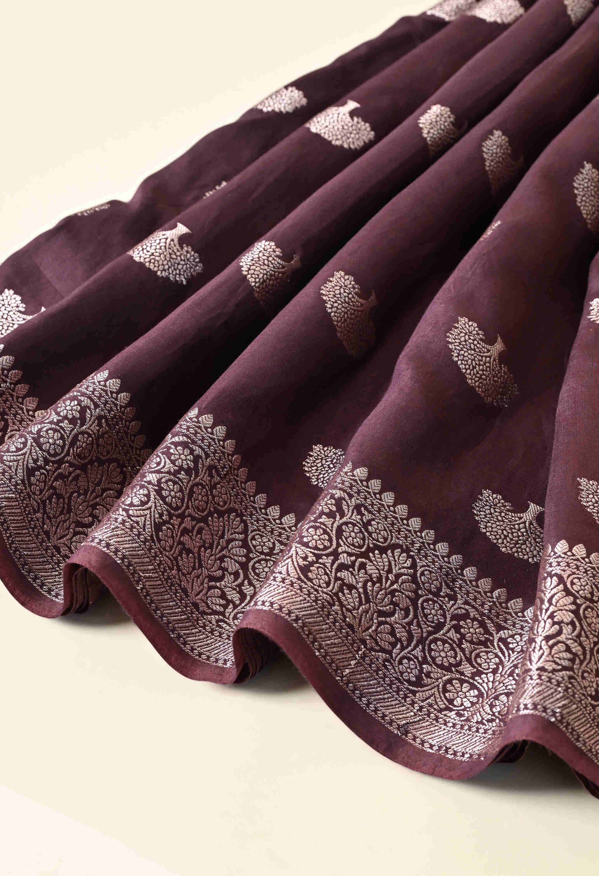 Banarasi silk mauve Saree jari Weave