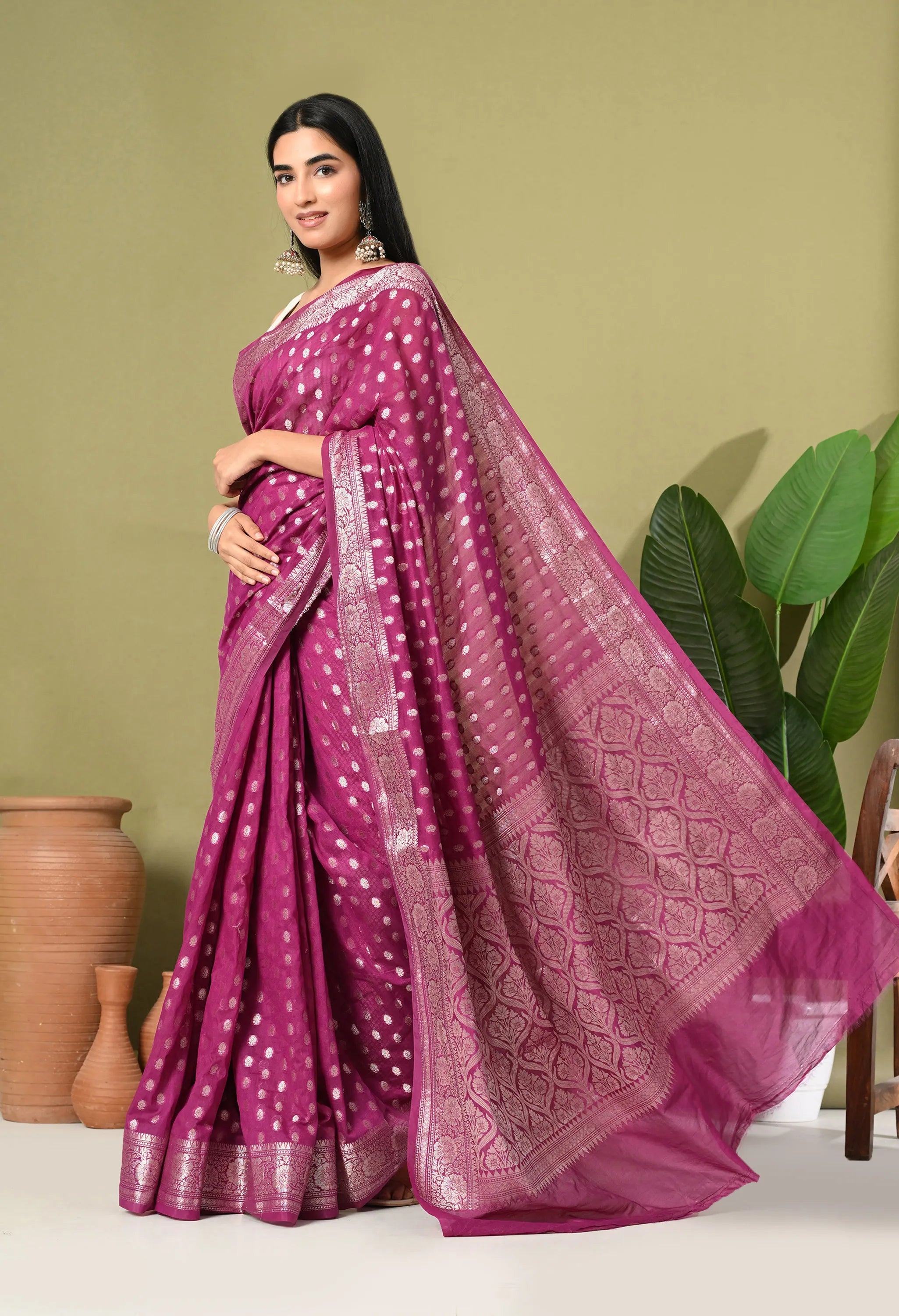 Festive silk purple saree