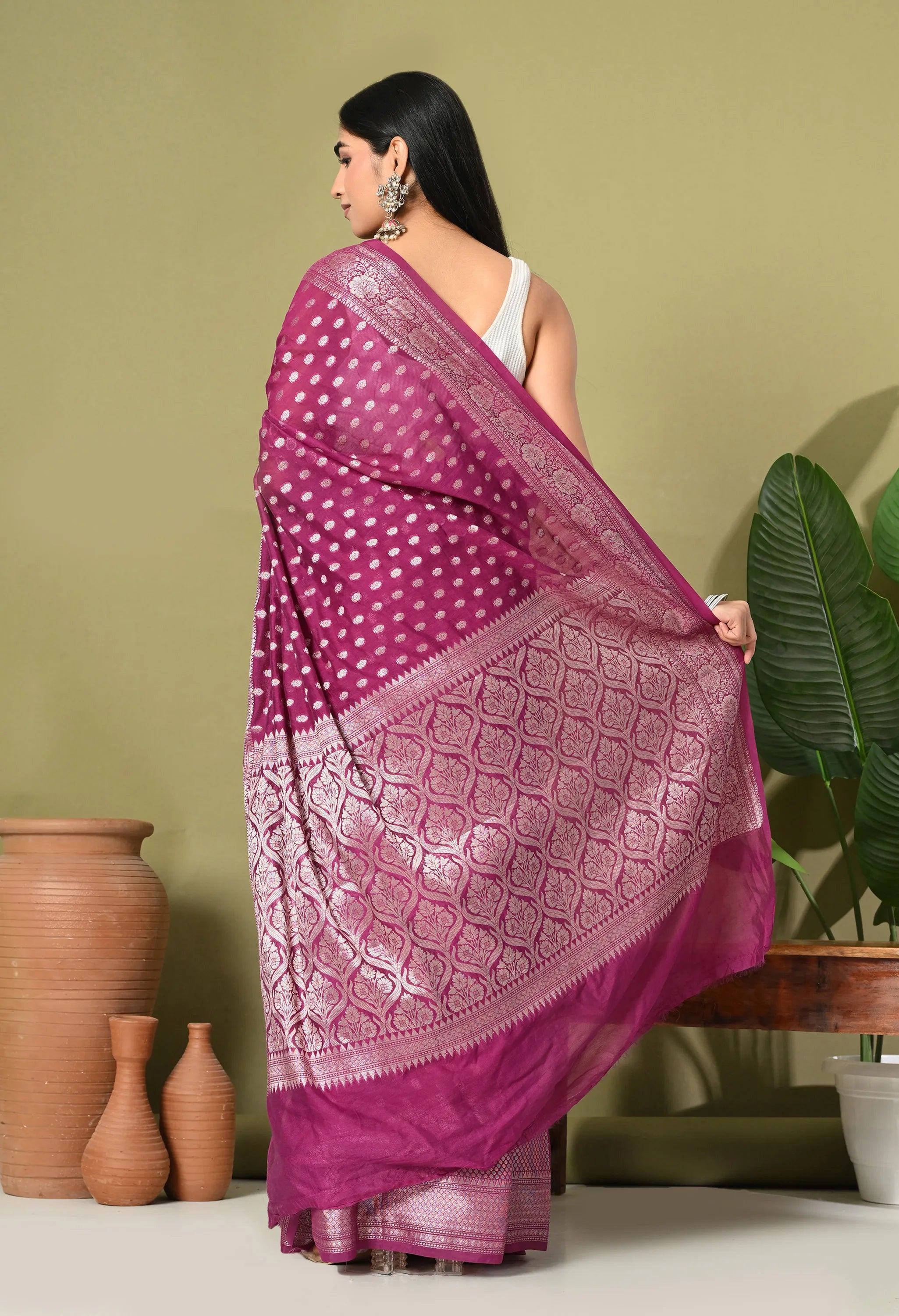 Festive silk purple saree