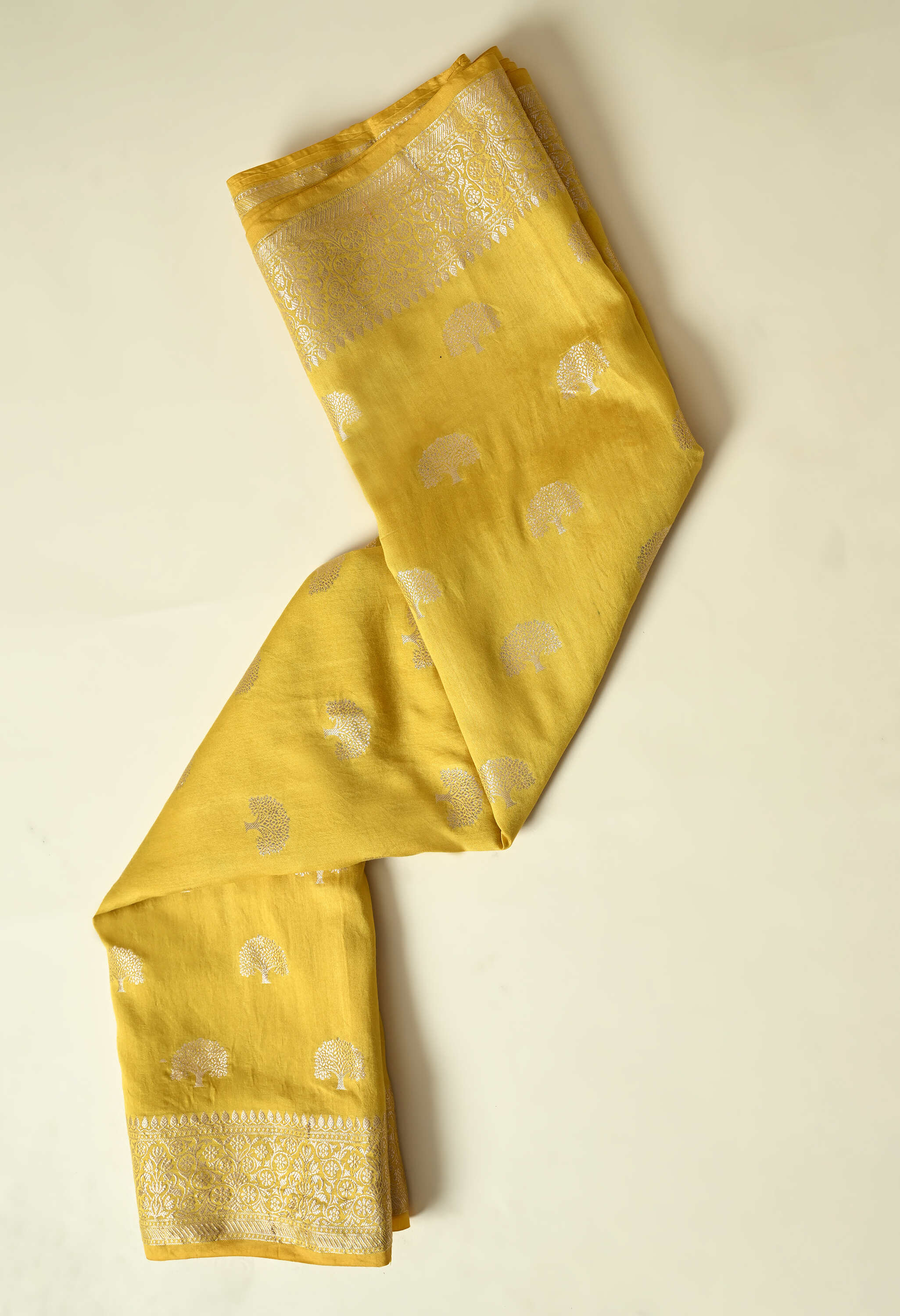 Festive silk yellow Saree jari Weave