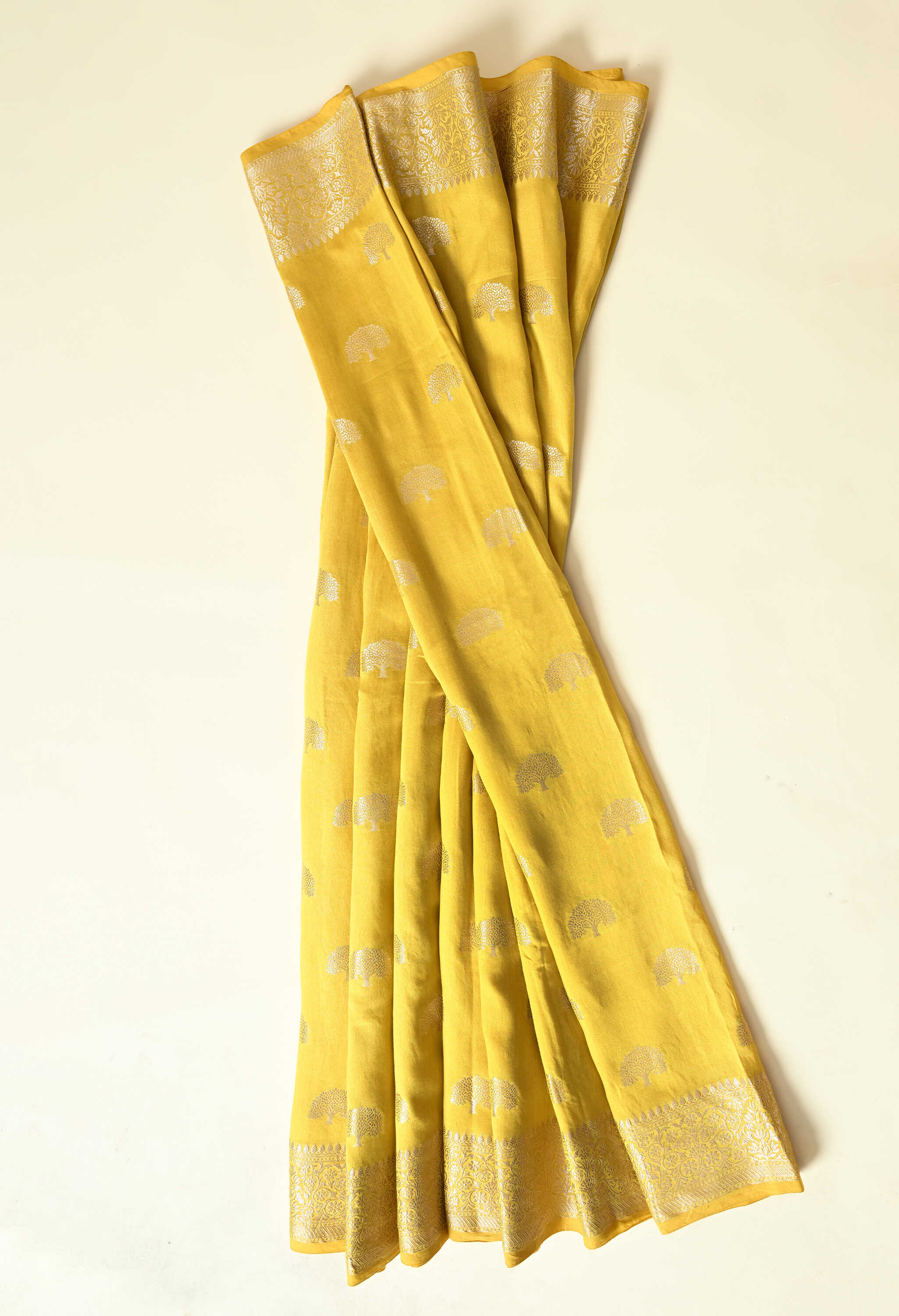 Festive silk yellow Saree jari Weave