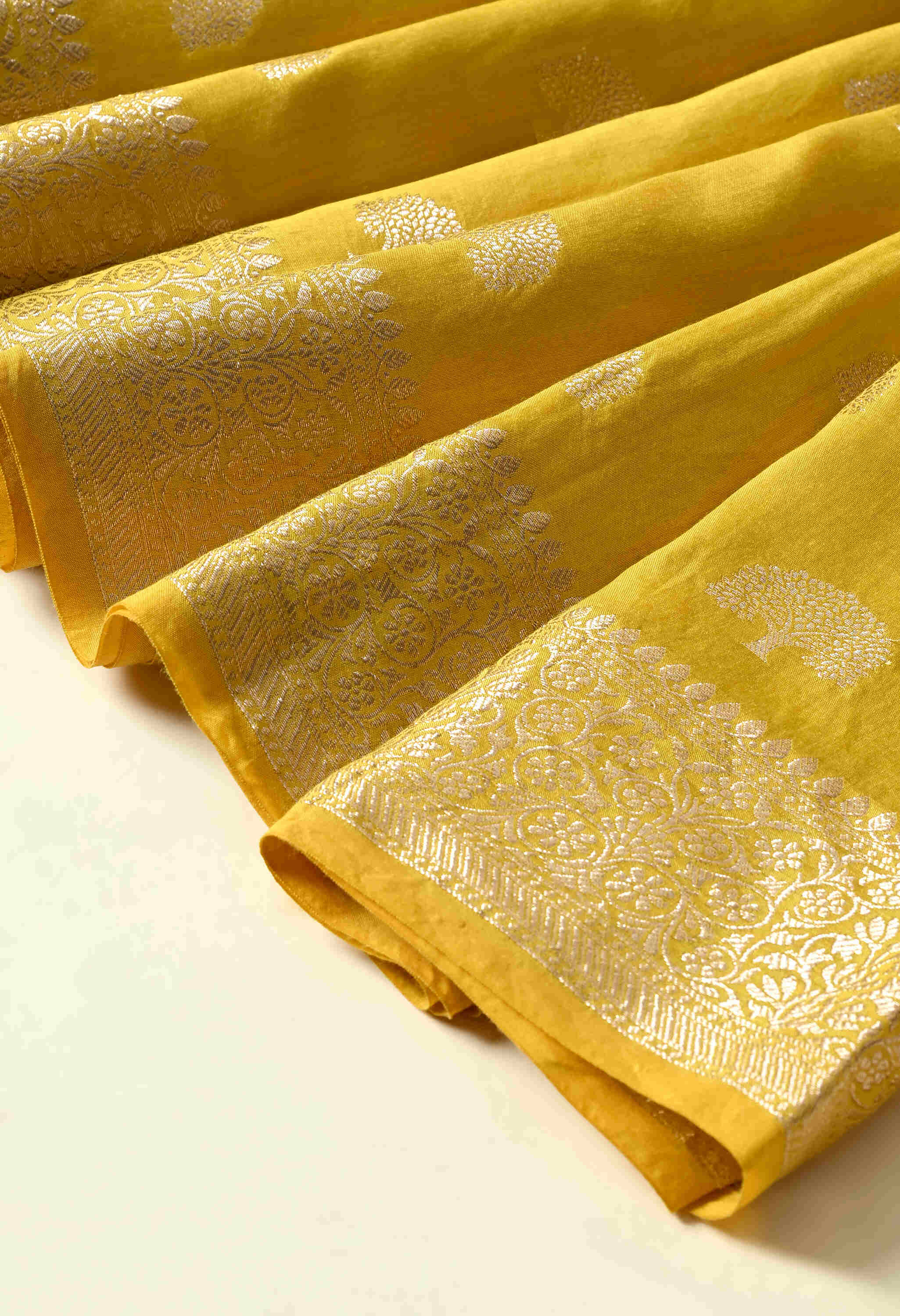 Festive silk yellow Saree jari Weave