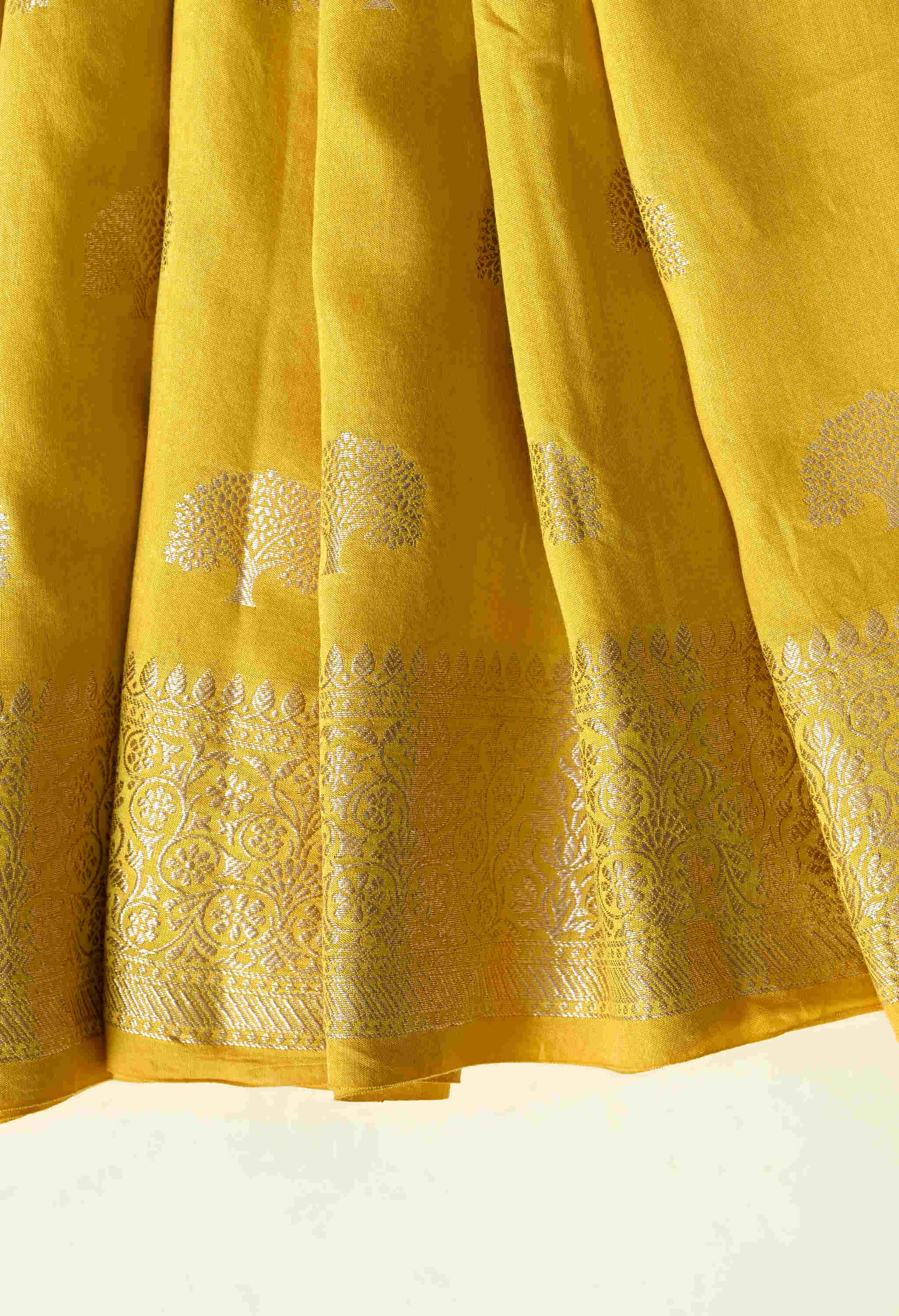 Festive silk yellow Saree jari Weave
