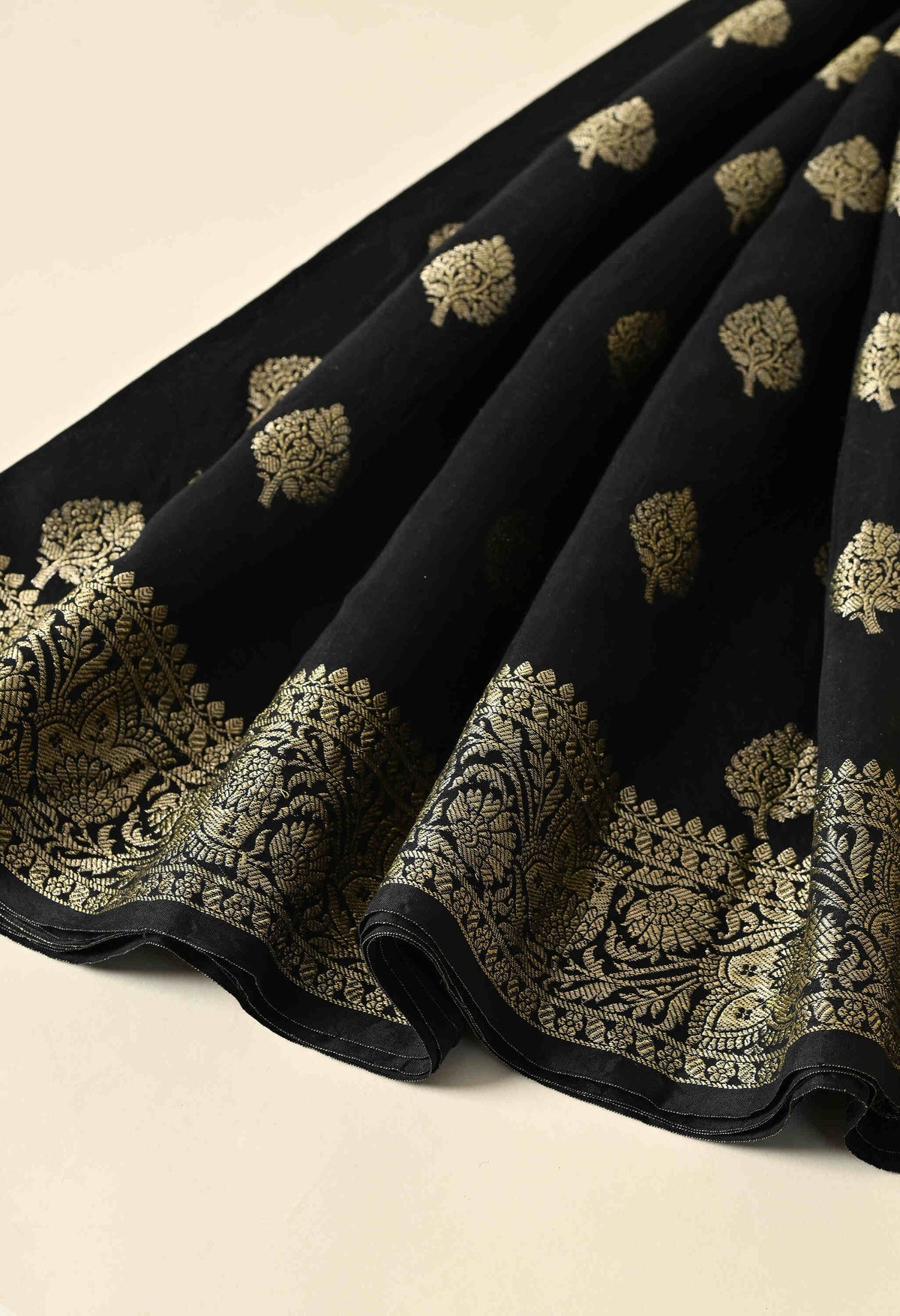Beautiful Black Banarasi Silk Saree