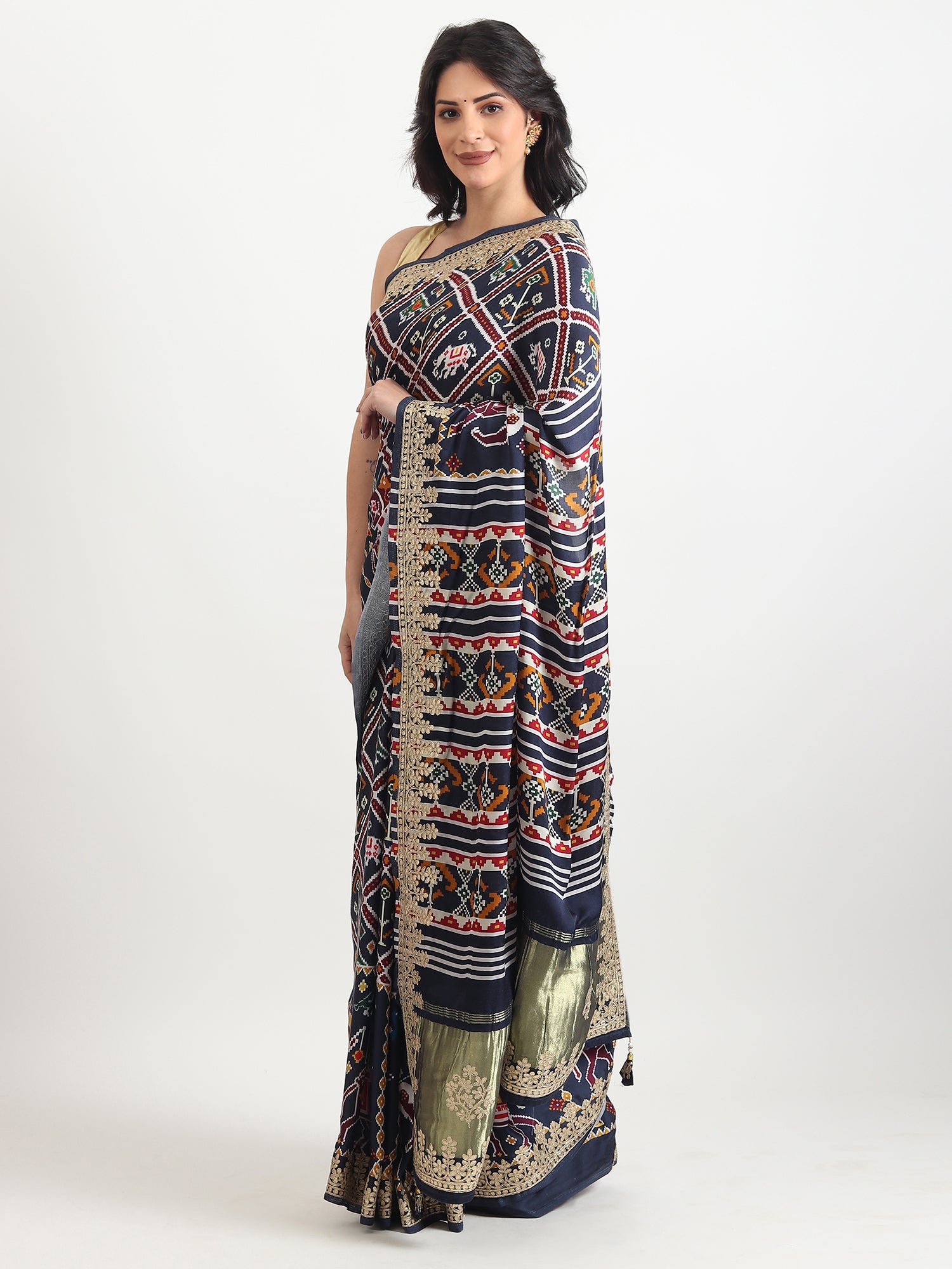 Gajji Silk Saree with Ikat Patola