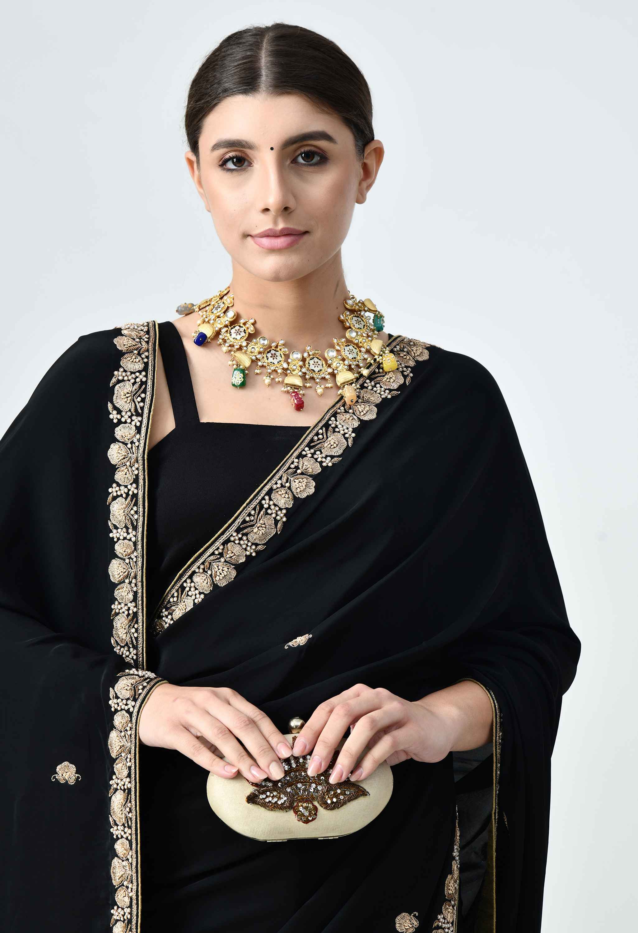 Georgette saree with hand embroidery