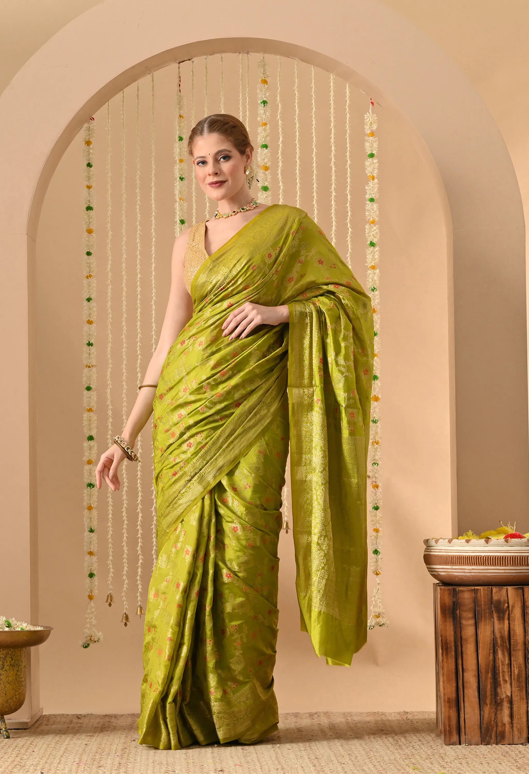 Green Banarasi Silk Saree