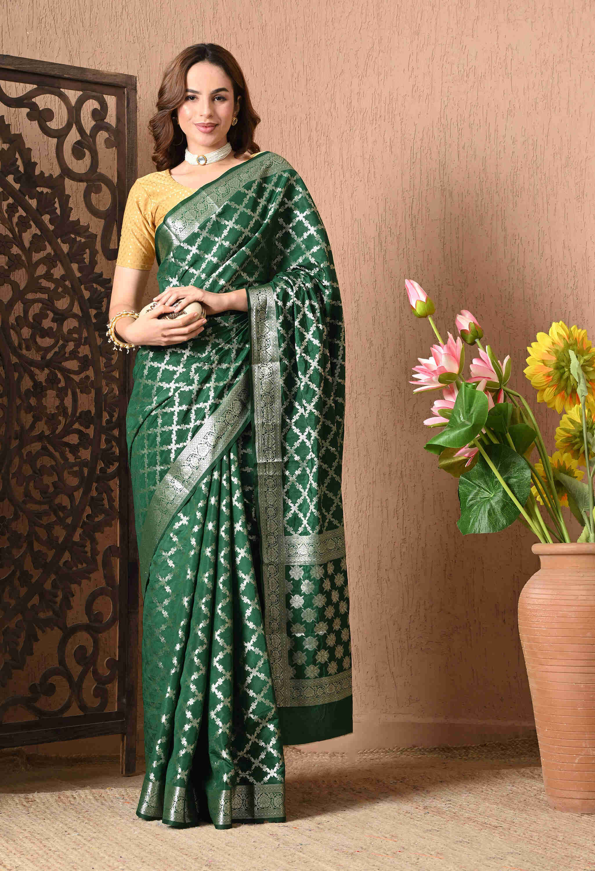Best Green Banarasi Silk Saree