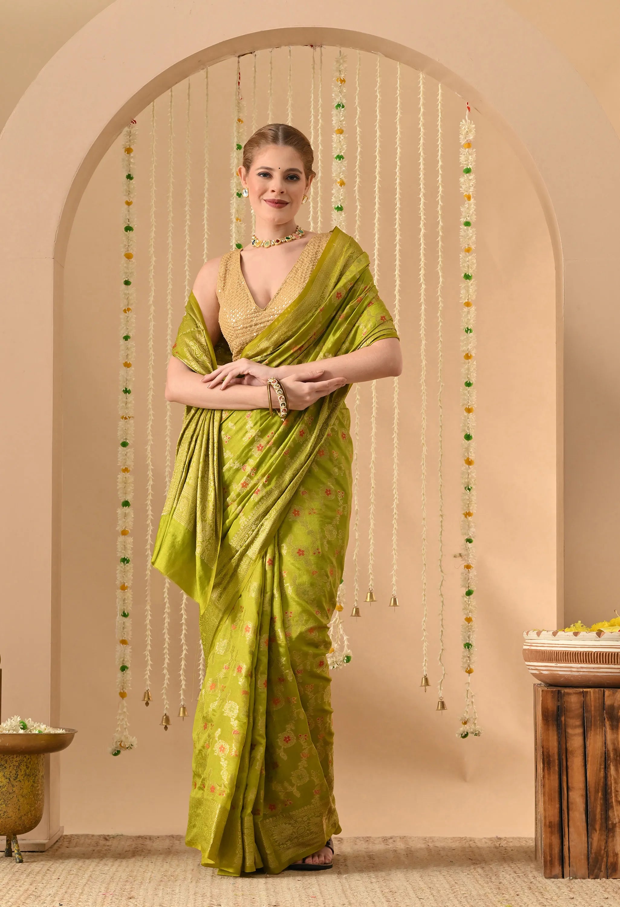 Green Banarasi Silk Saree