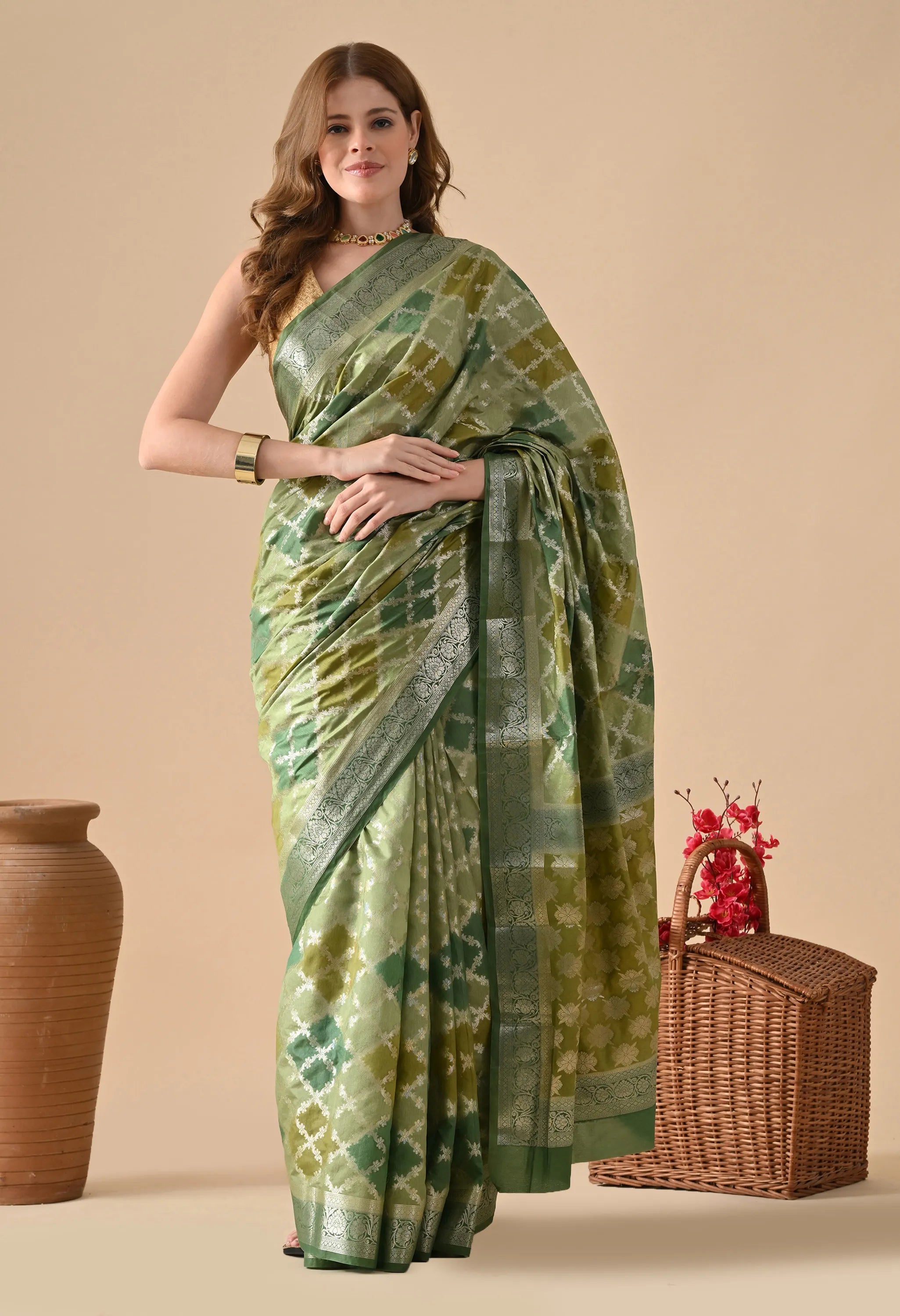 Green Multicolor Rangkat Silk Saree