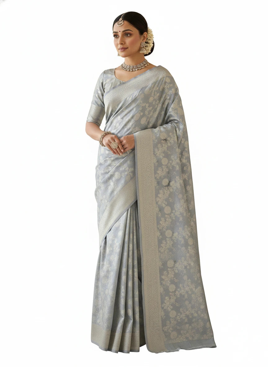 Banarasi Silk Blend Saree with Zari Work