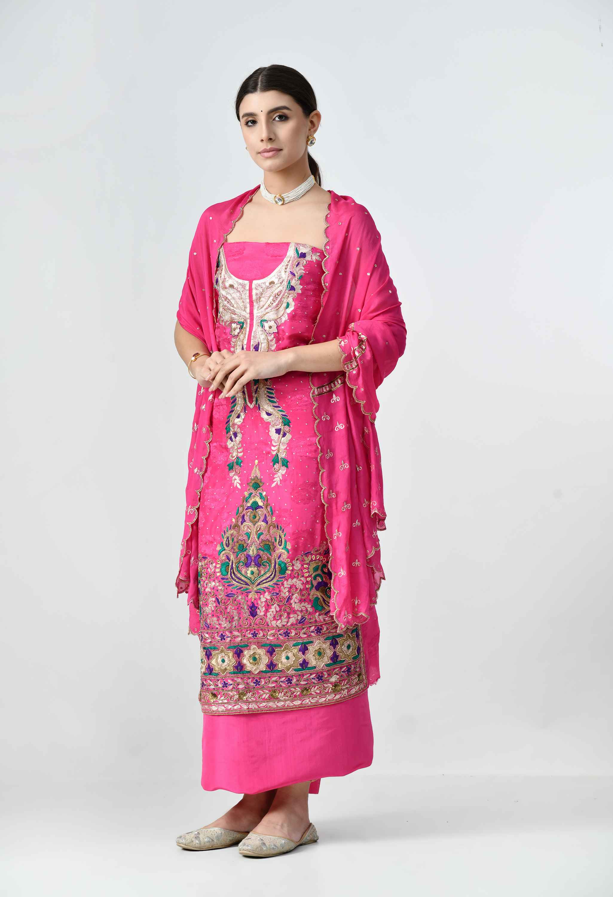 Embroidered Crepe Suit Set