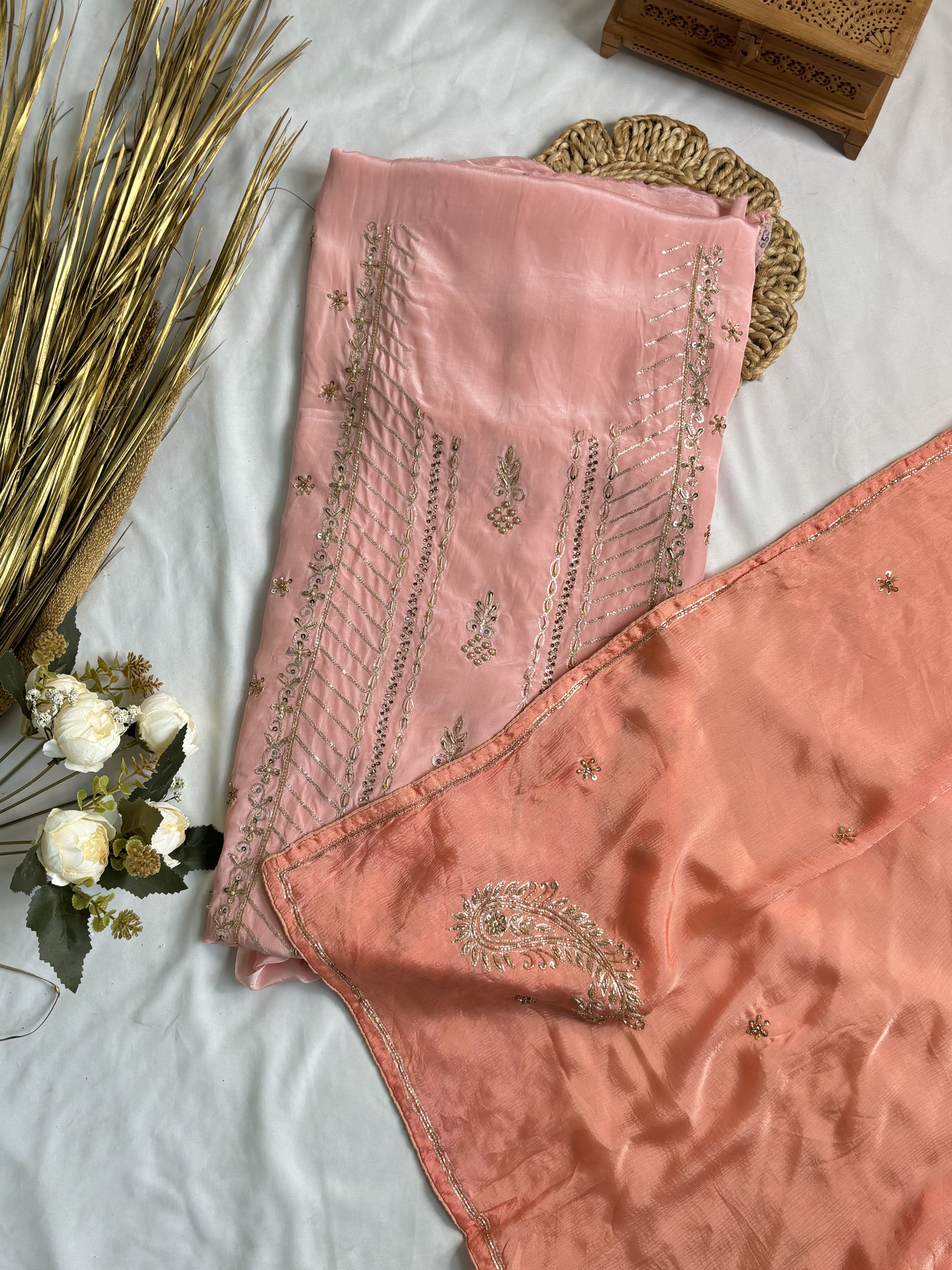 Hand Embroidery Organza Suit Set