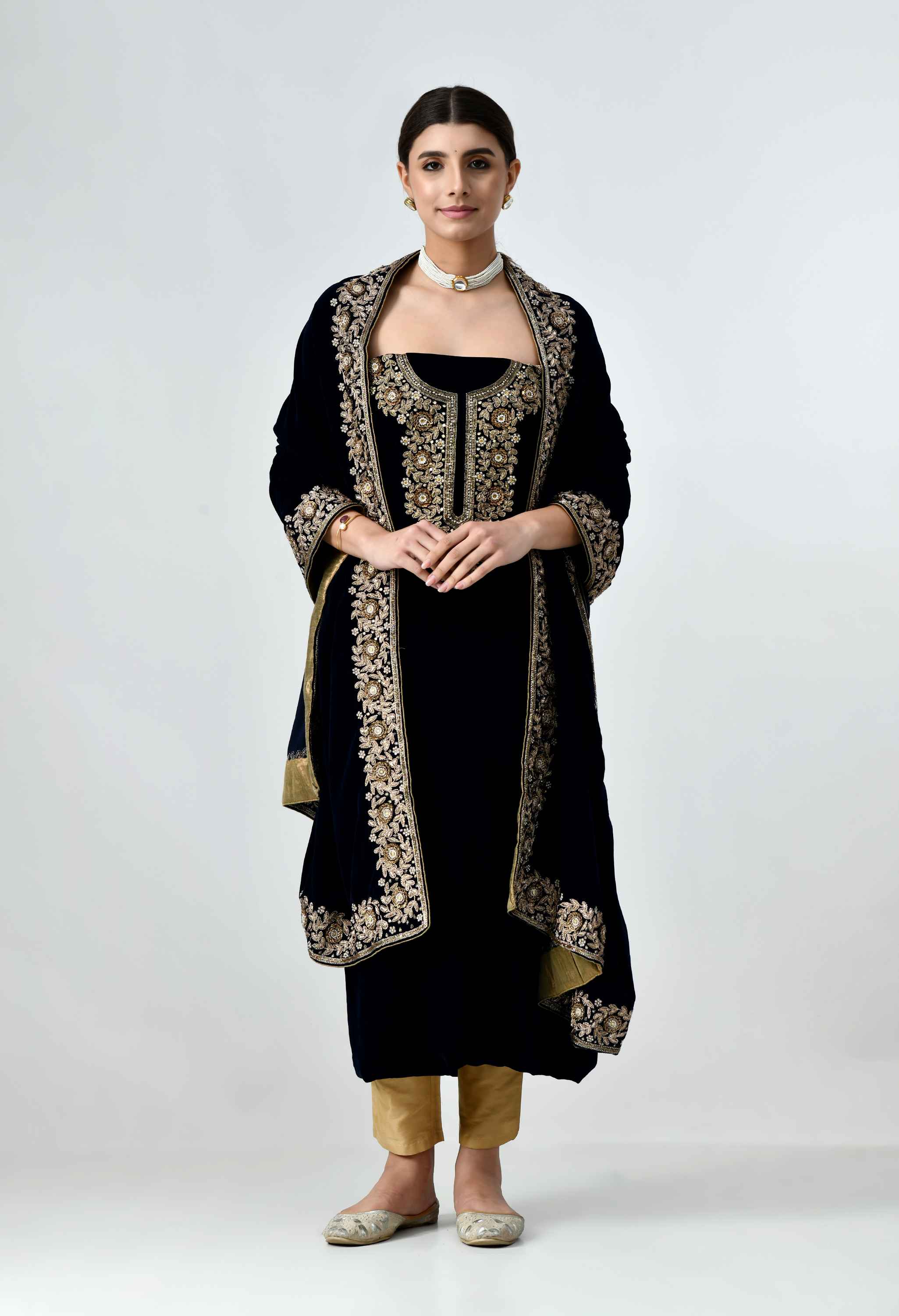 Zardosi velvet suit for women