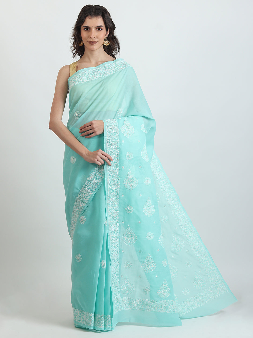 Hand embroidered chikankari saree