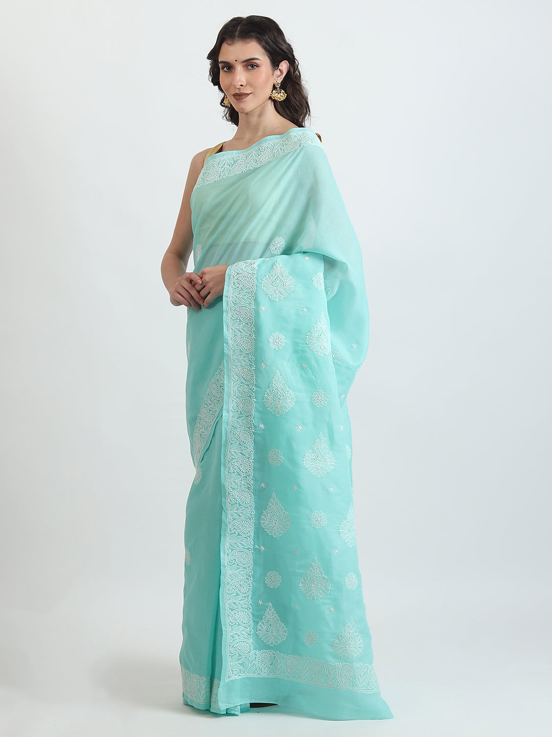 Hand embroidered chikankari saree