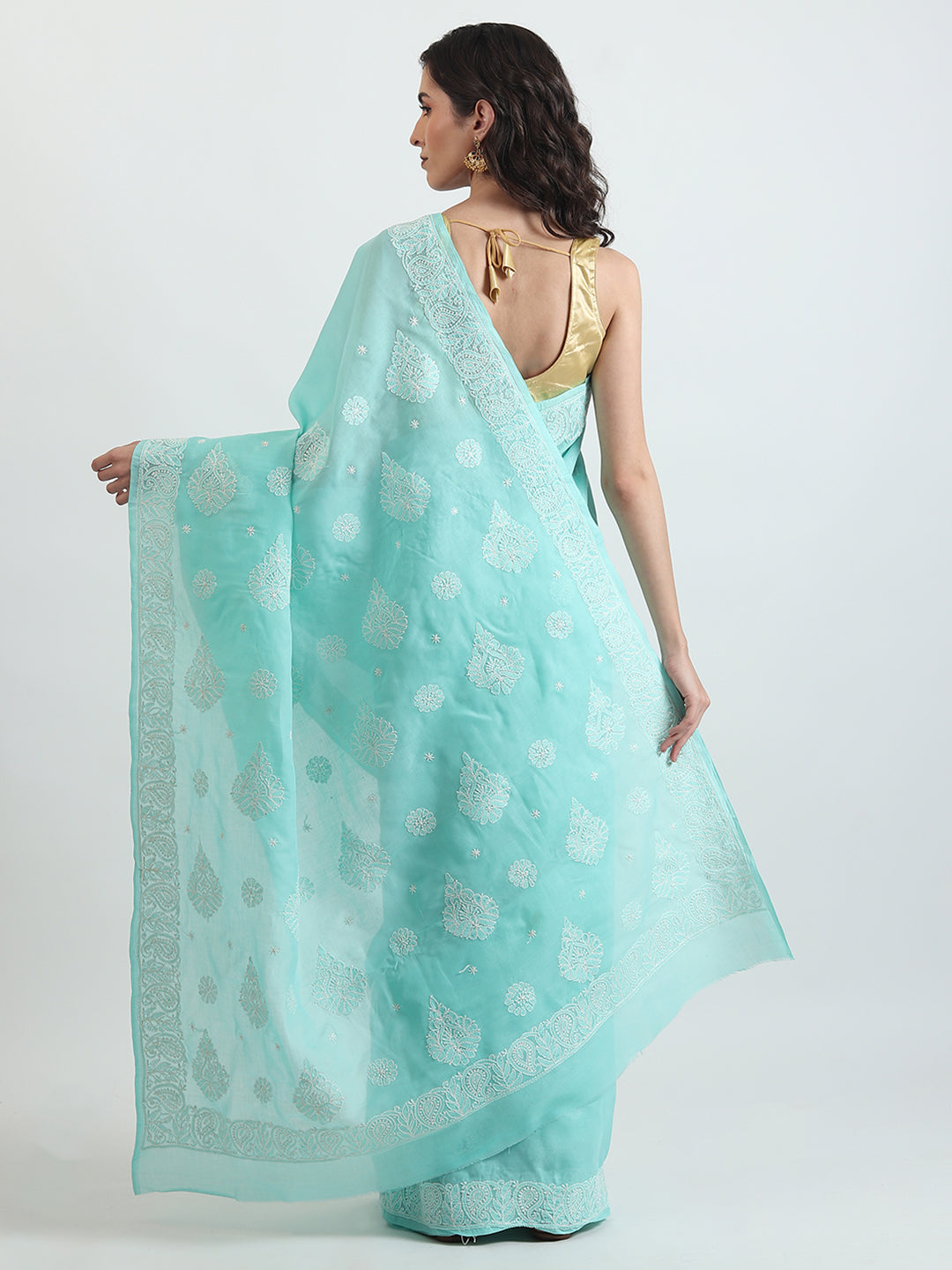 Hand embroidered chikankari saree