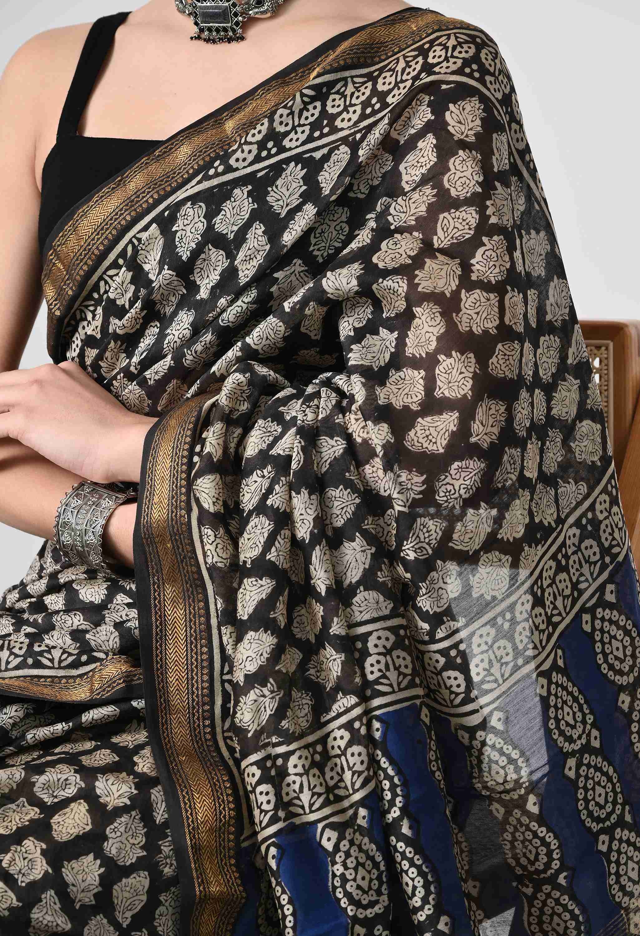 Handblock Cotton Saree