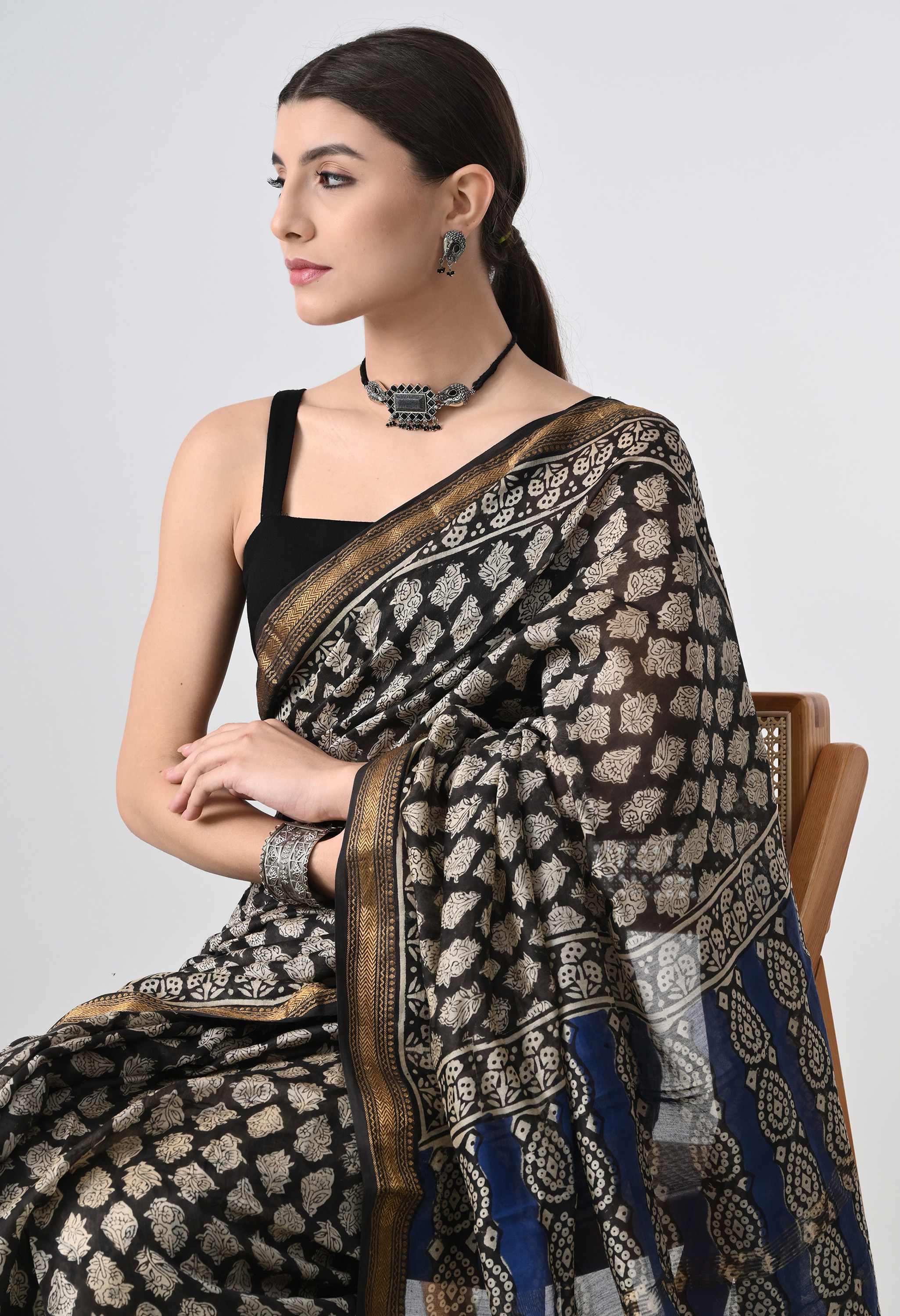Handblock Cotton Saree