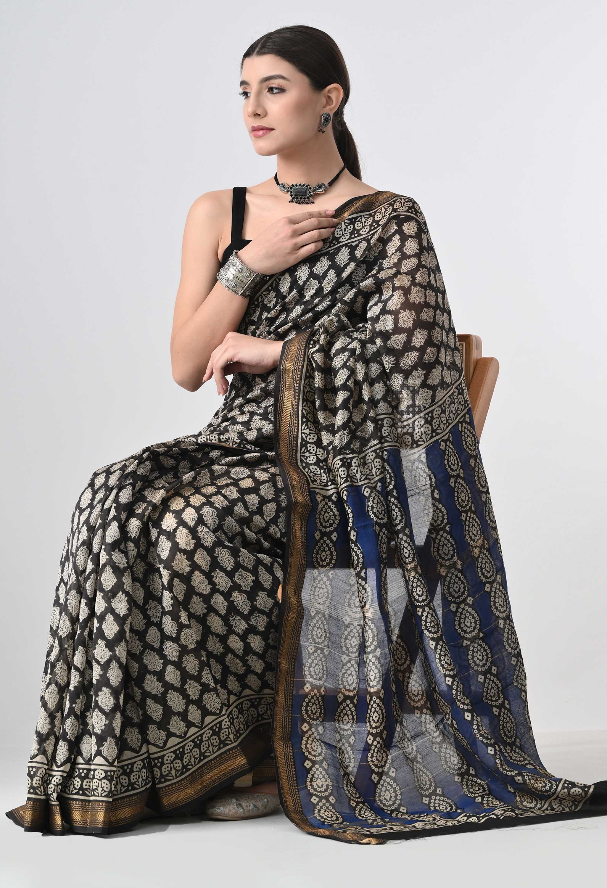 Handblock Cotton Saree