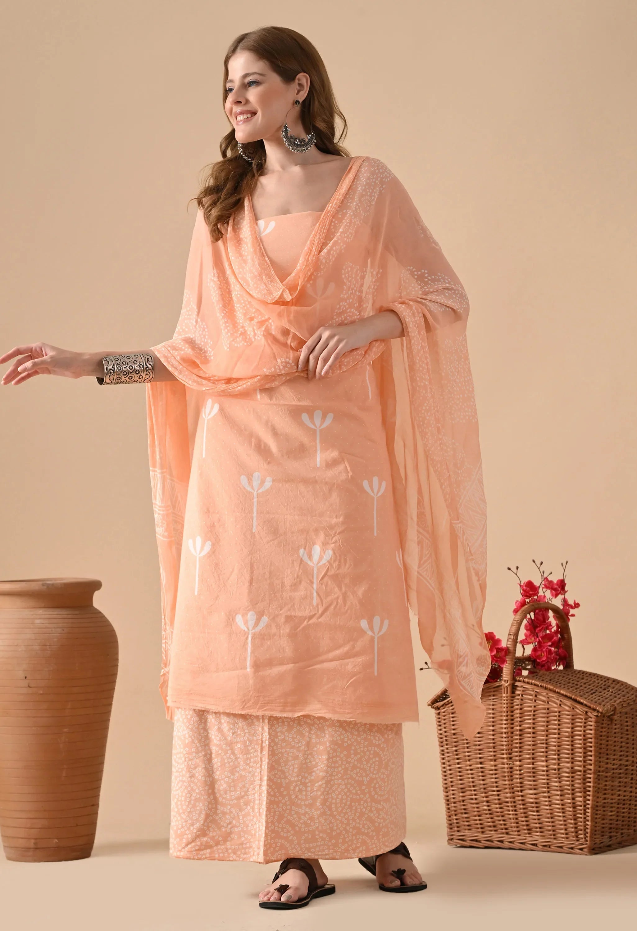 Handblock cotton kurta set