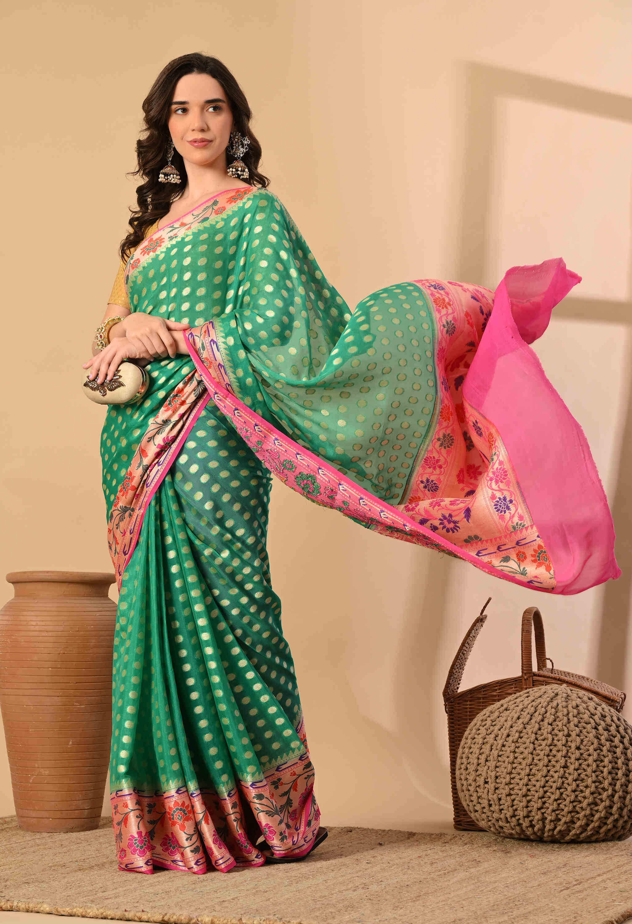 Handloom khadi chiffon saree