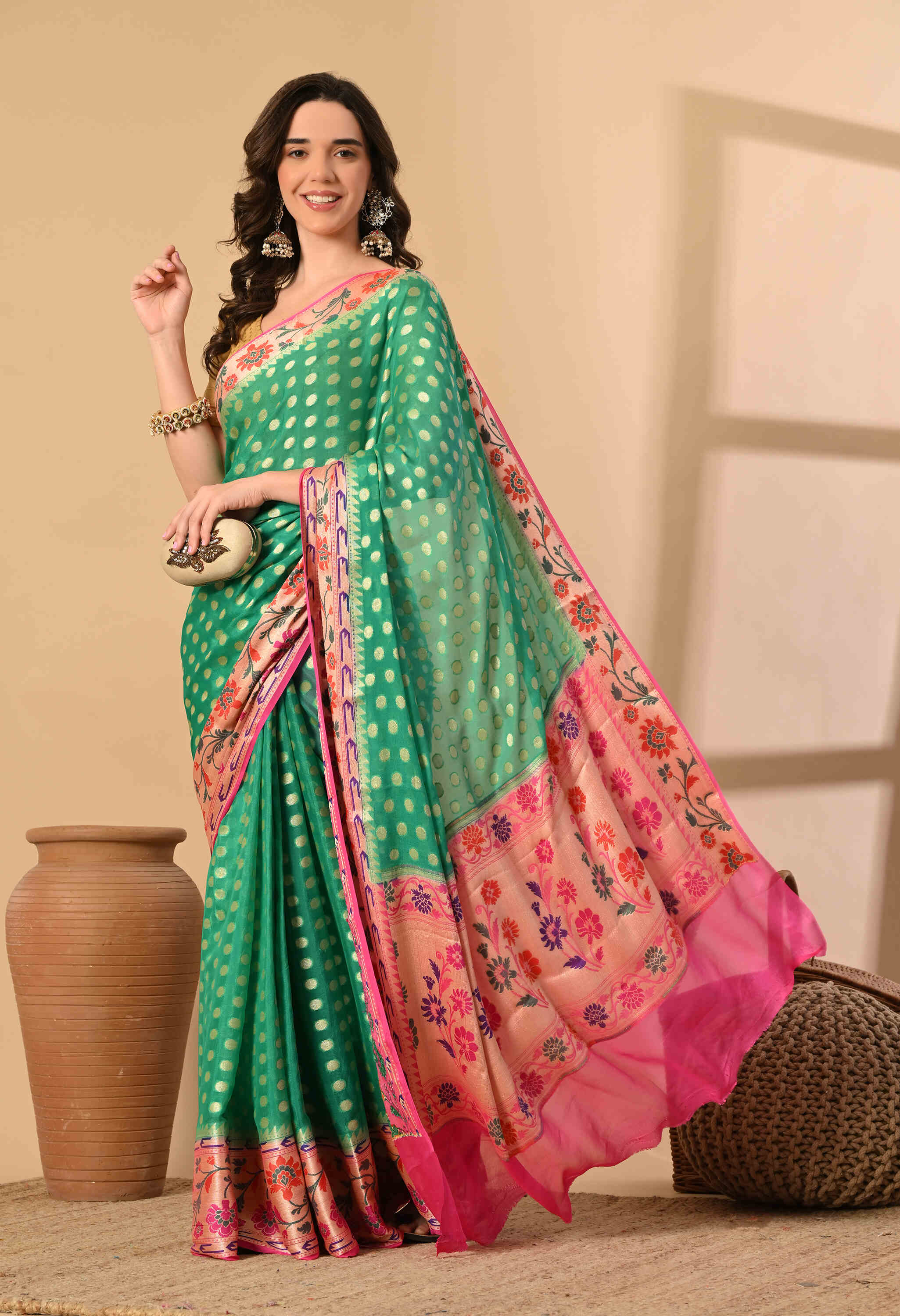 Handloom khadi chiffon saree 