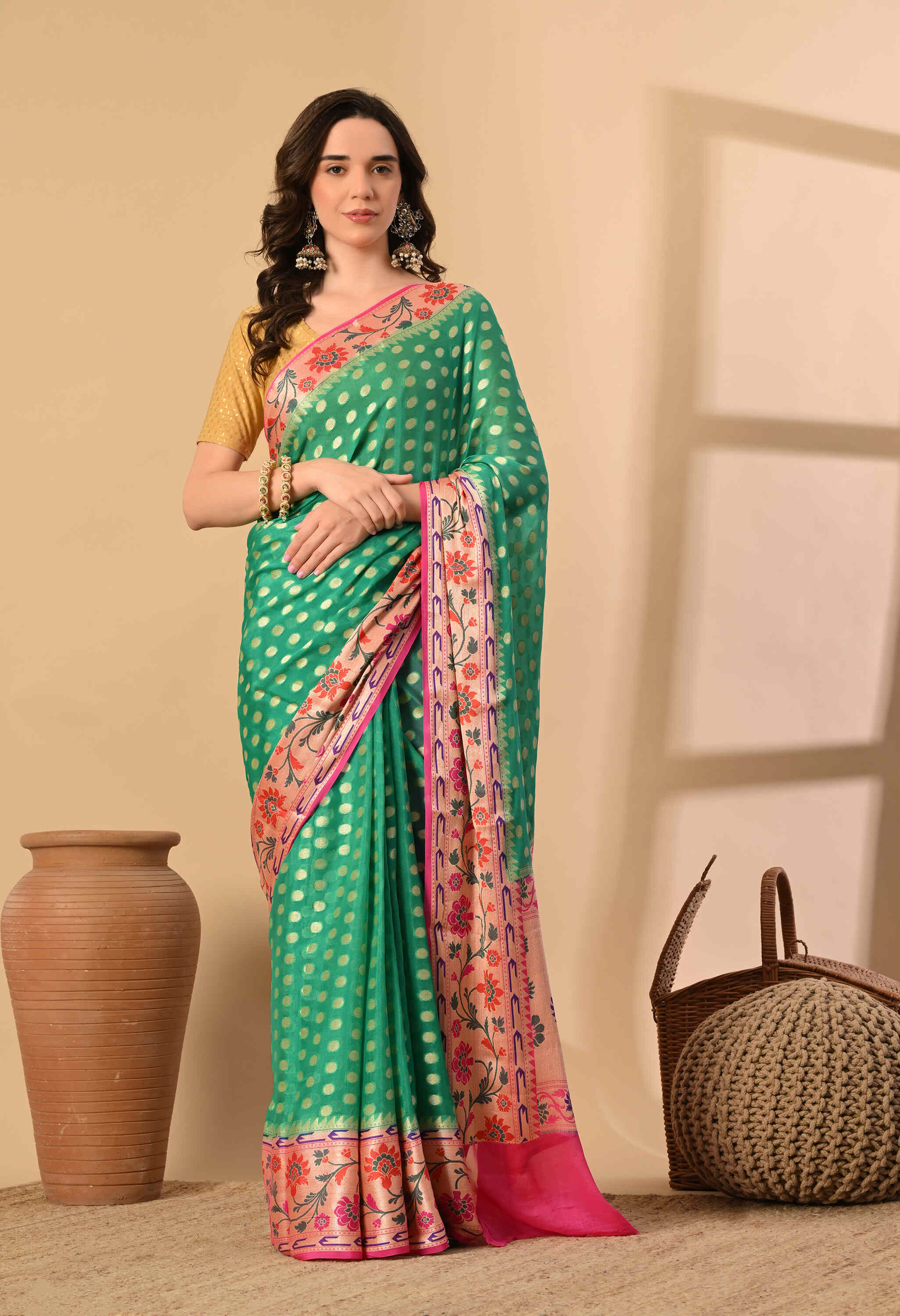 Handloom khadi chiffon saree