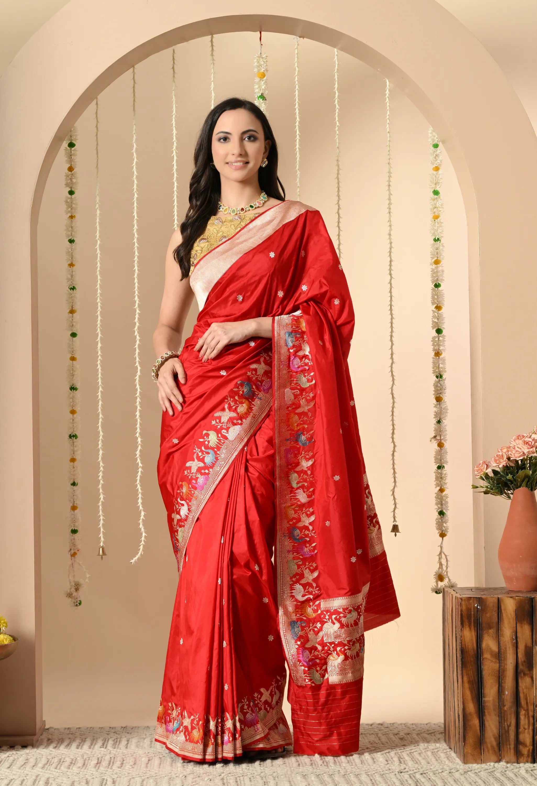 Handloom shikargah saree