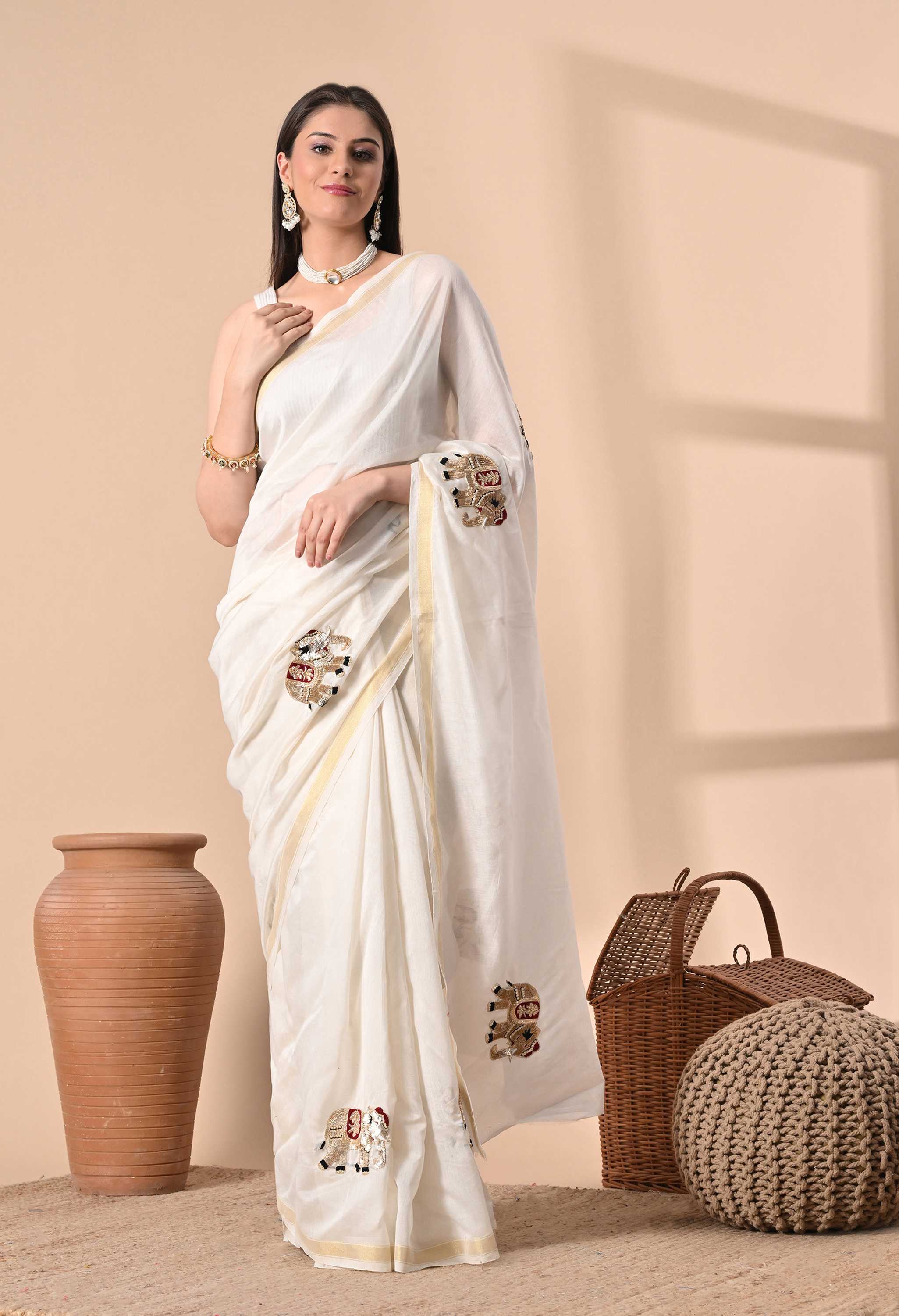 Handmade Chanderi cotton saree
