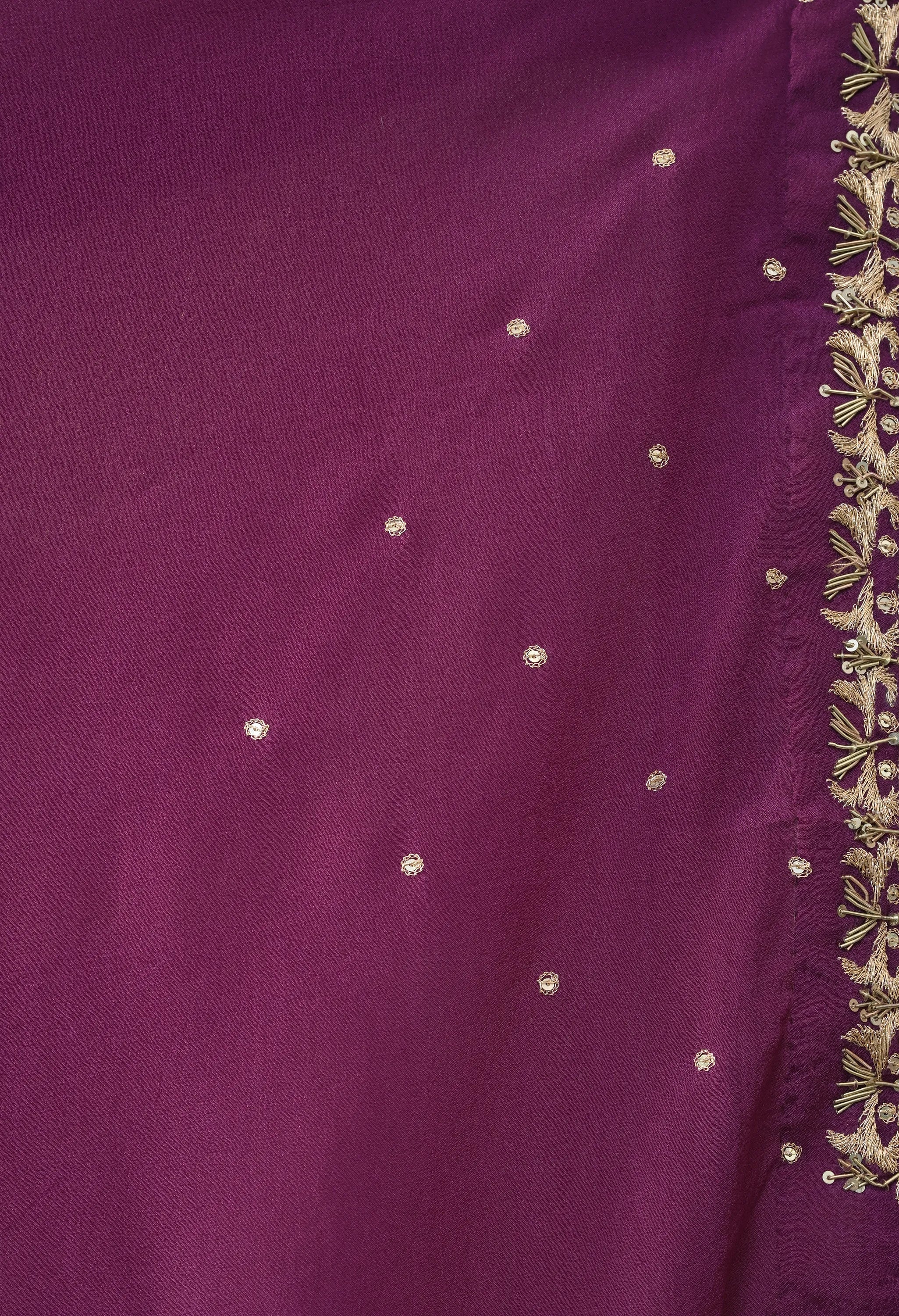 Handwork Crepe Purple Saree