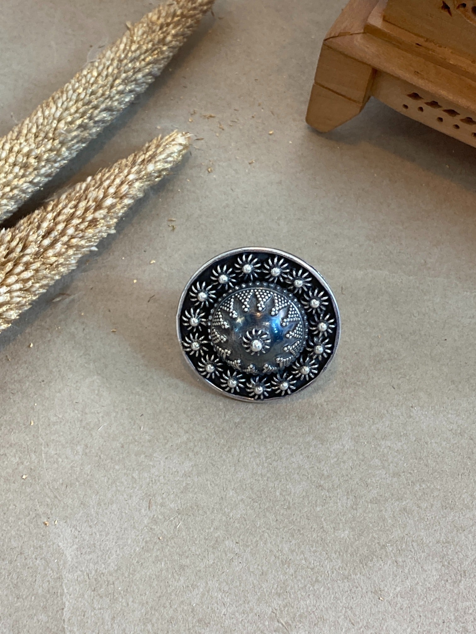 Janki Cocktail Real Silver Ring