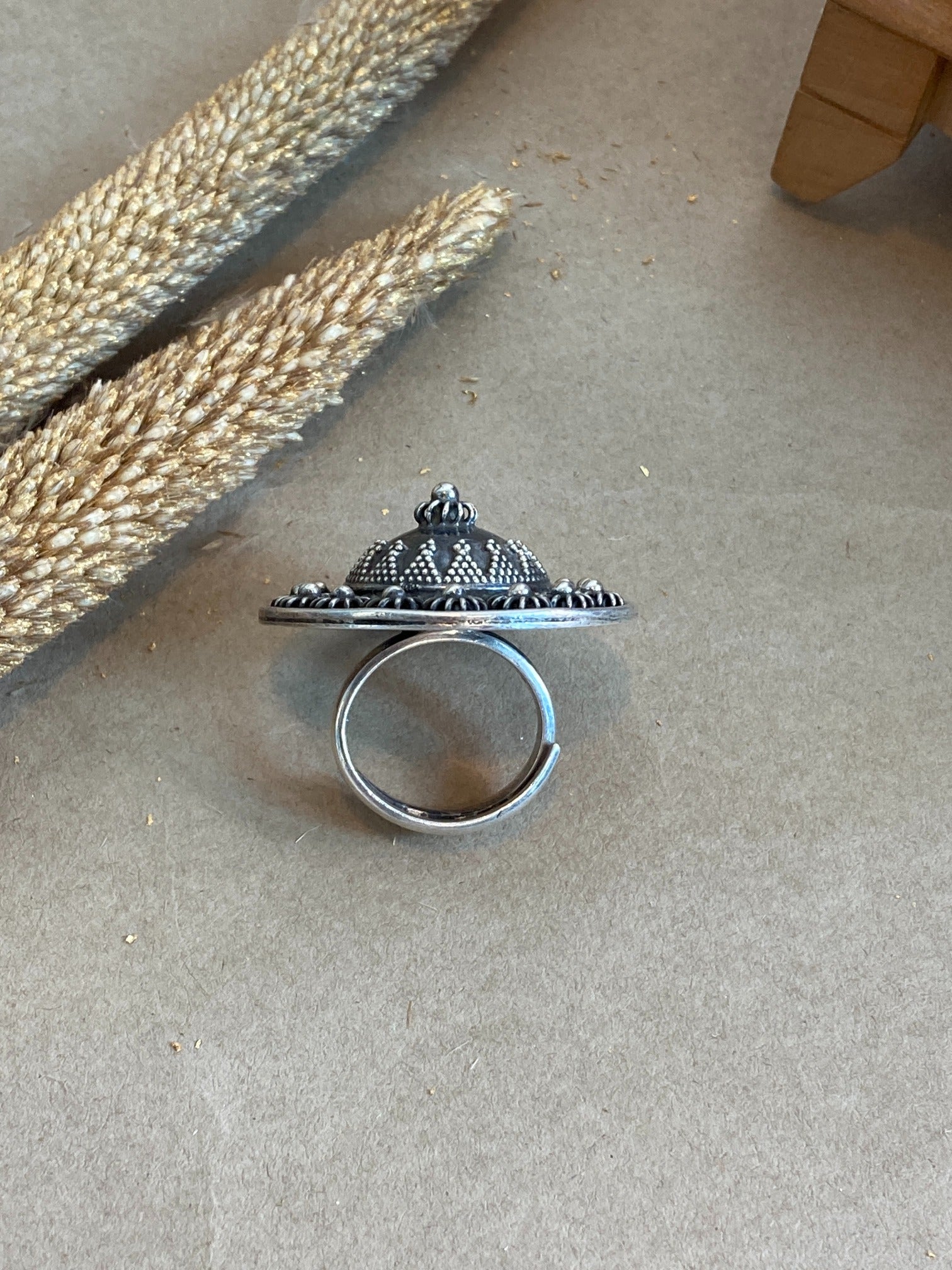 Janki Cocktail Real Silver Ring