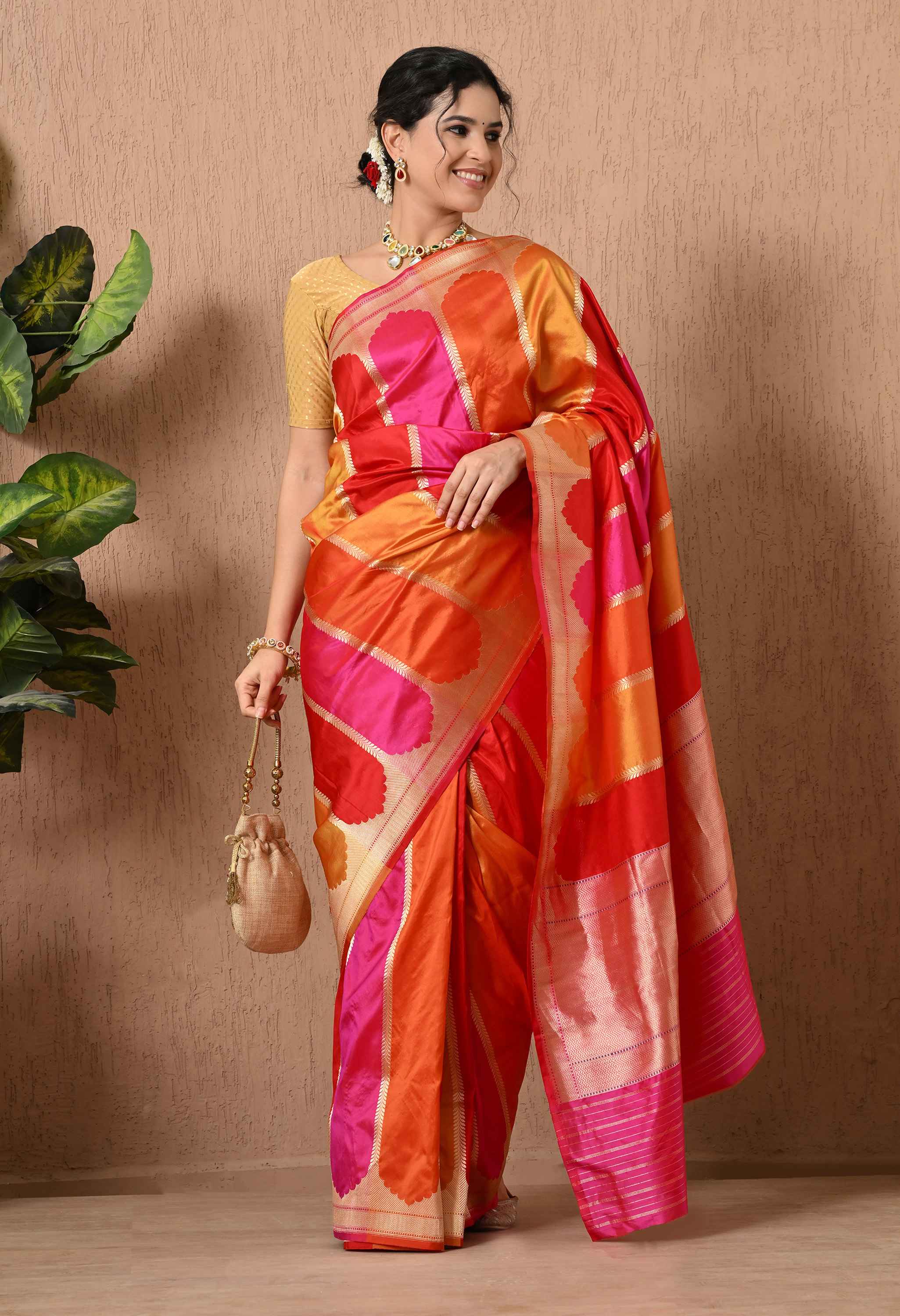 Katan silk saree handcrafted