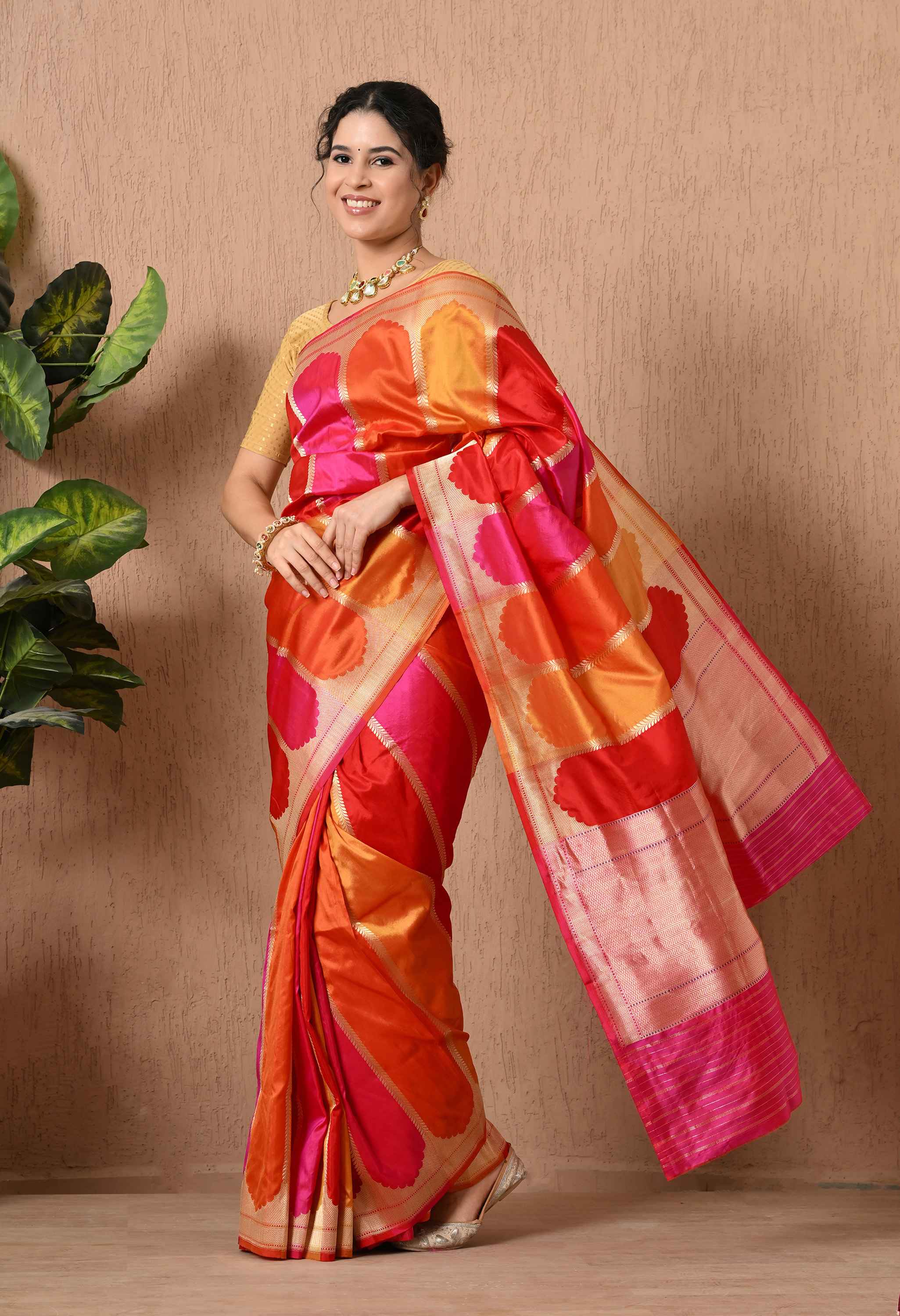 Katan silk saree handcrafted