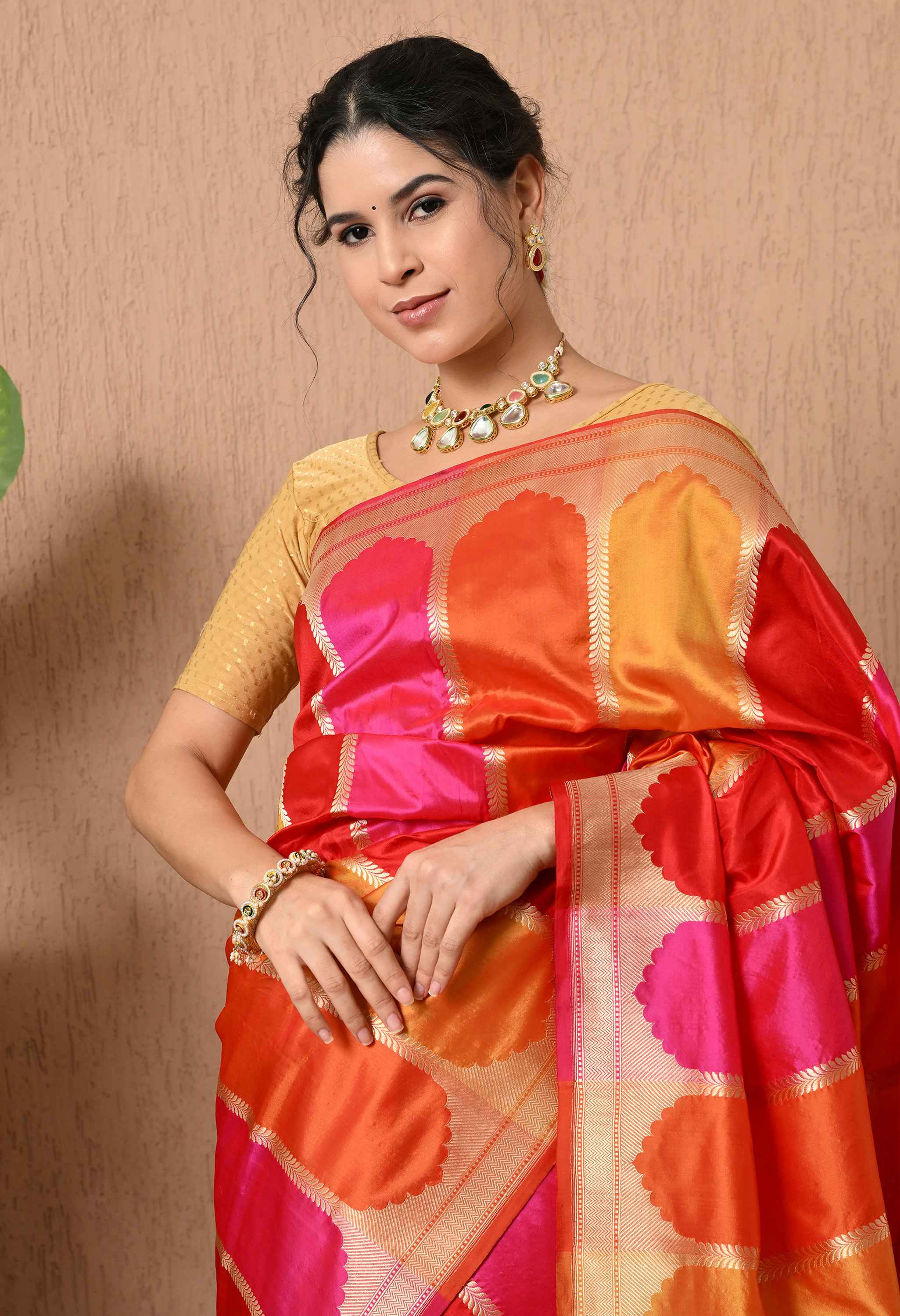Katan silk saree handcrafted