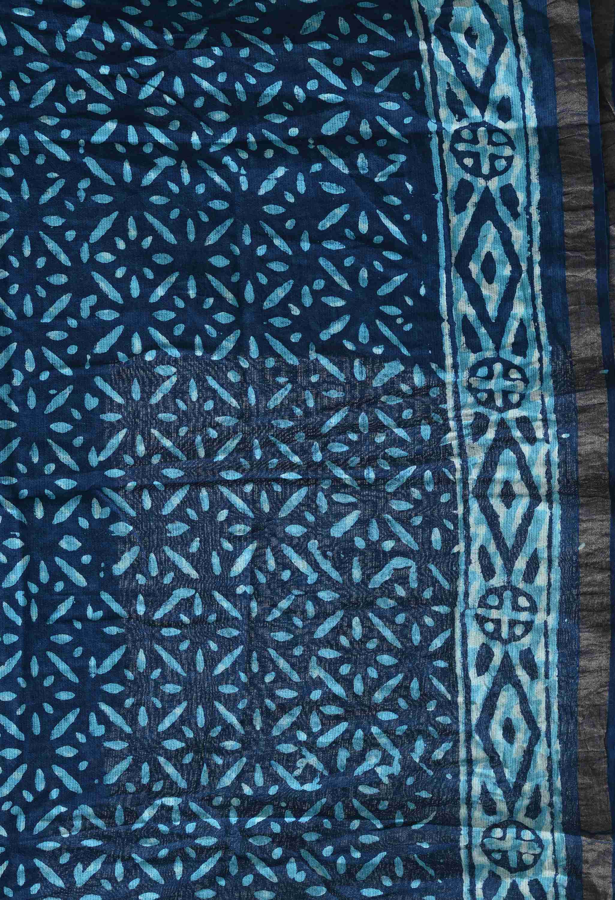Kota Handbloack blue saree