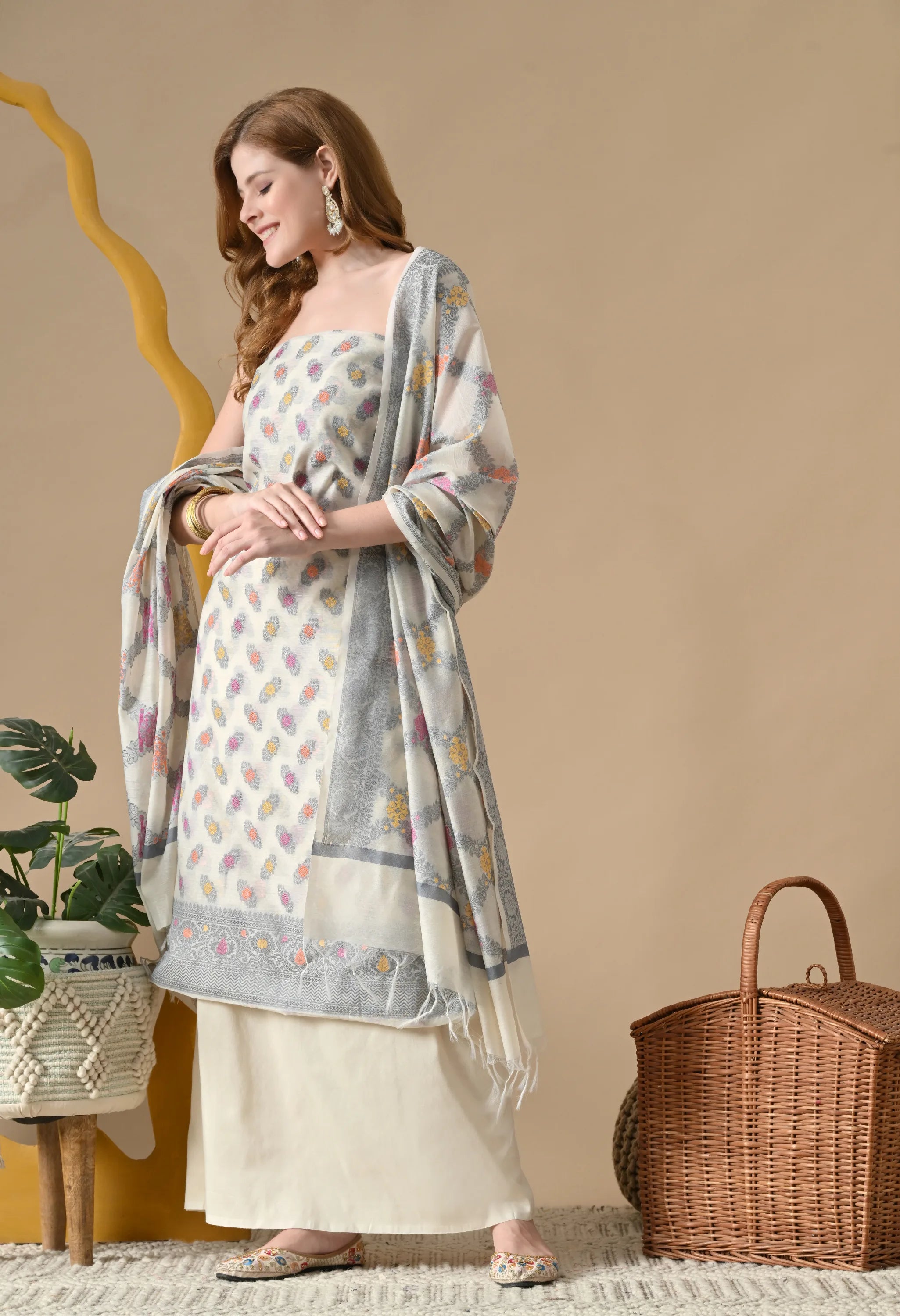 Latest Chanderi cotton suit set designs 