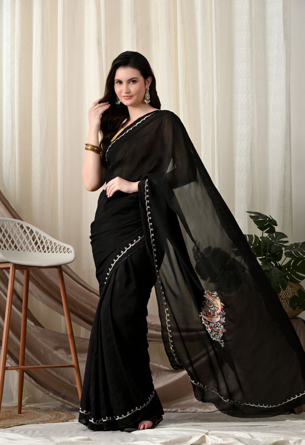 Best Party Wear Black Organza Saree