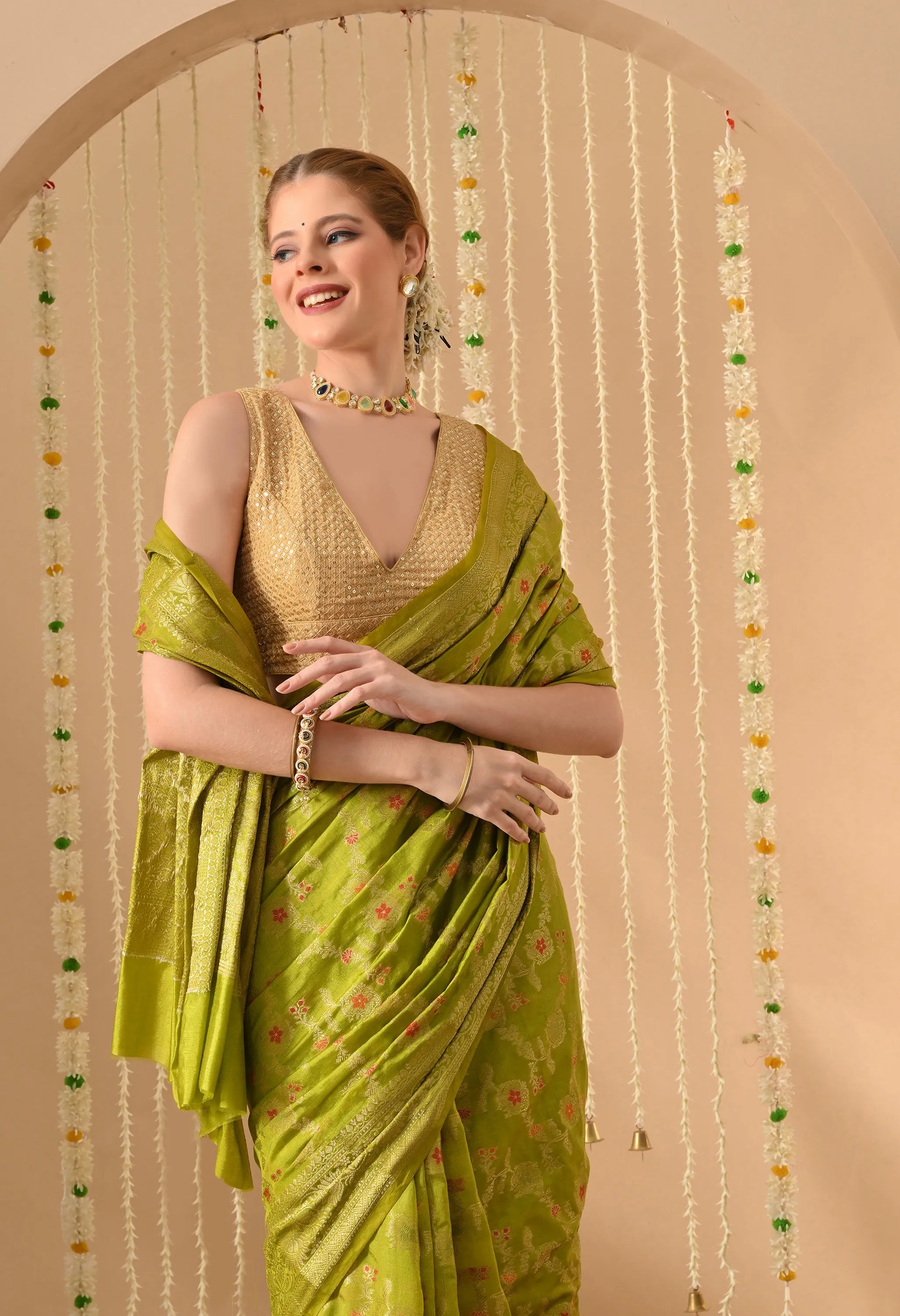 Green Banarasi Silk Saree