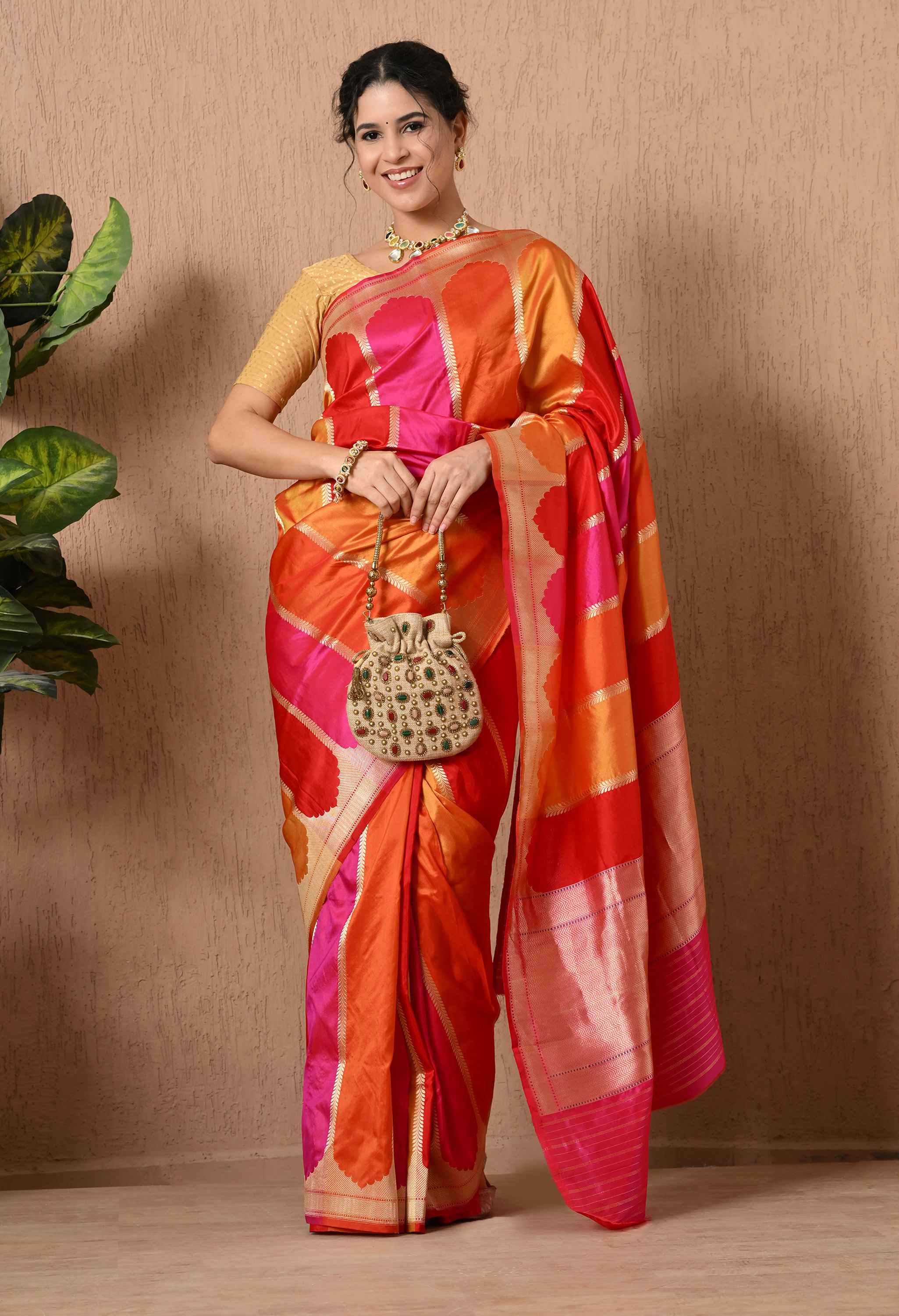 Katan silk saree handcrafted Rangkat