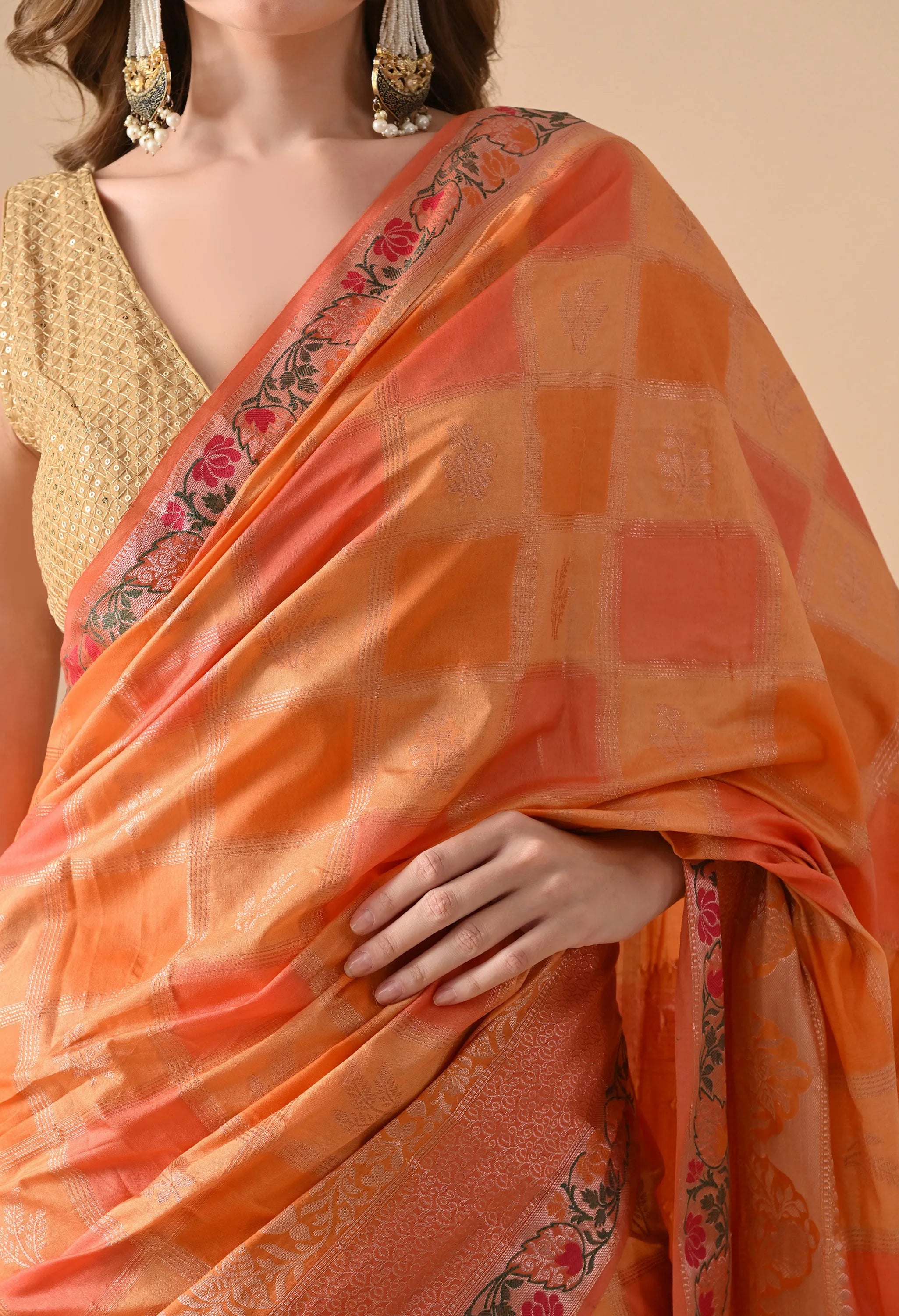 Orange Rangkat Silk Saree