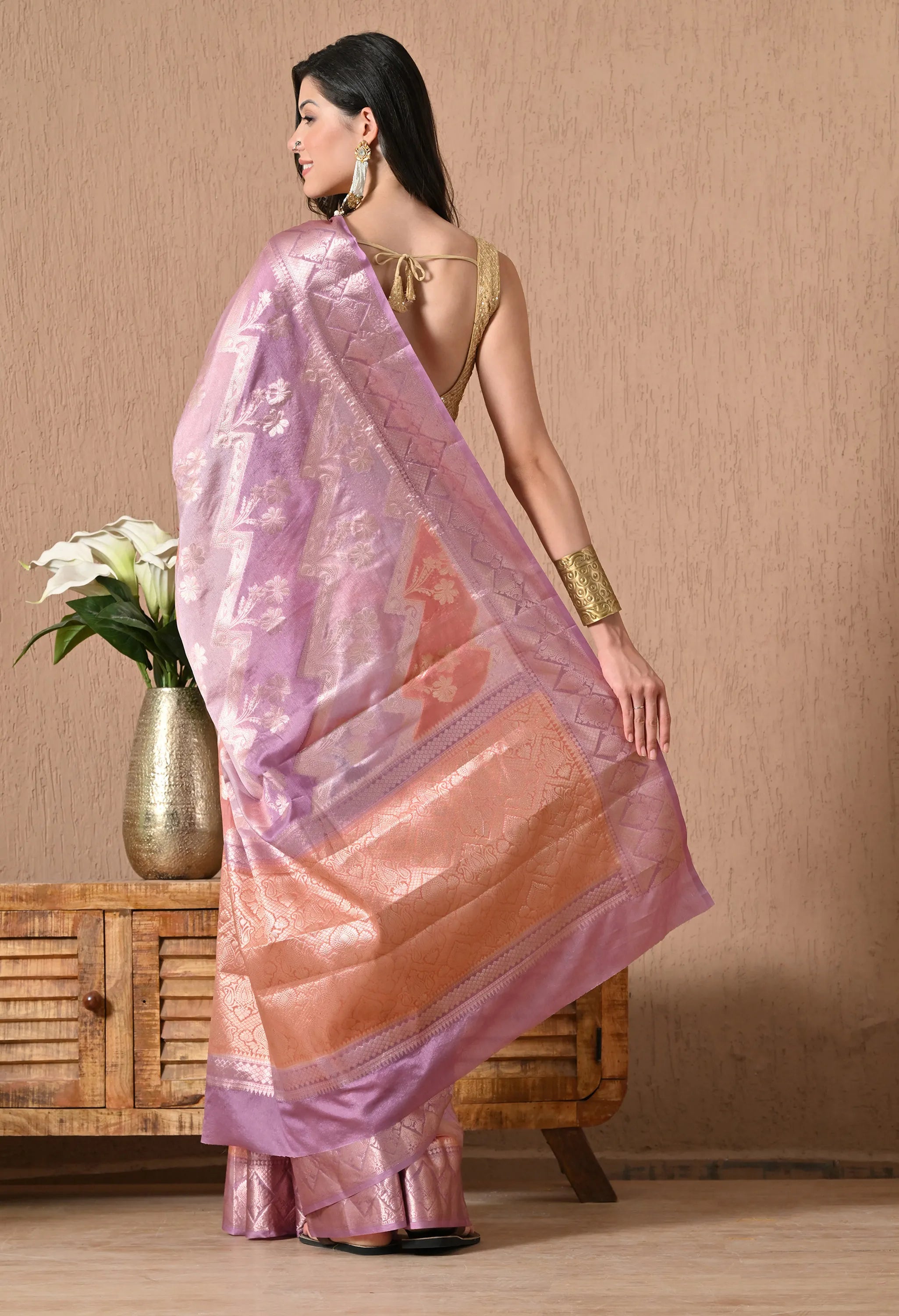 Purple rangkat silk saree